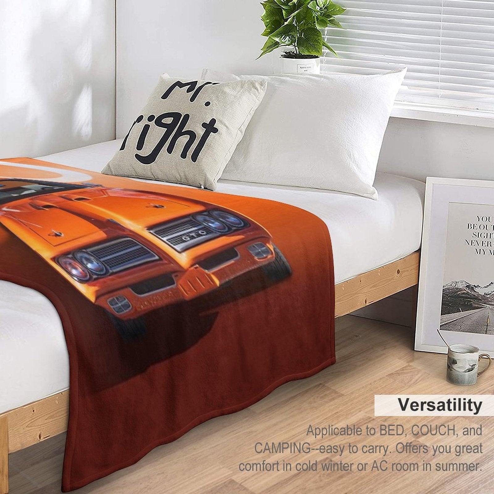 1969 Orange GTO Plush Throw Blanket