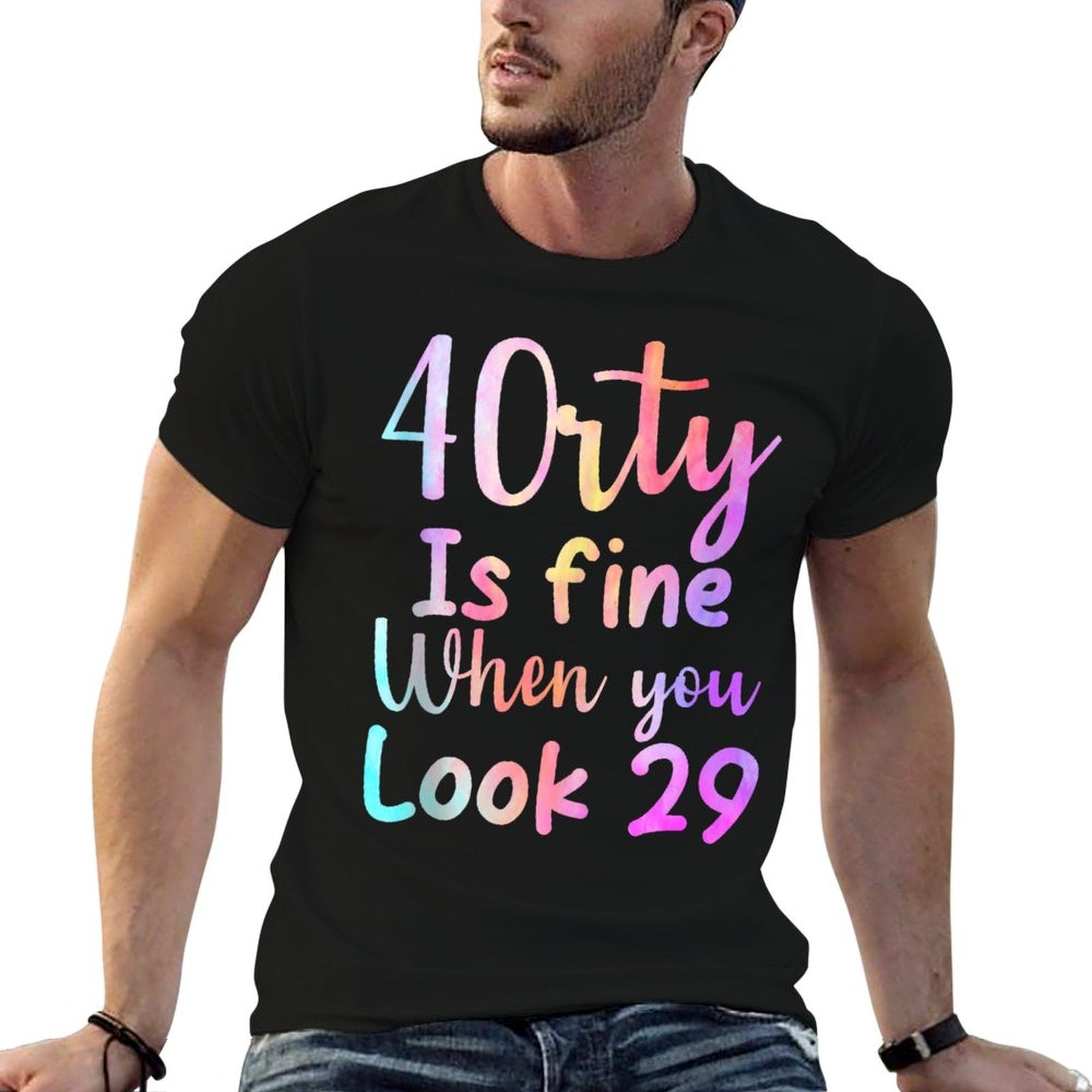40 Is Fine When You Look 29 Funny 40th Birthday Tie Dye  Lightweight T-Shirt