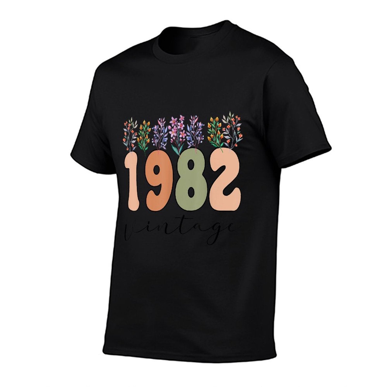 1982 Vintage Year 1982 Birthday Flower  High-quality Stitching T-Shirt