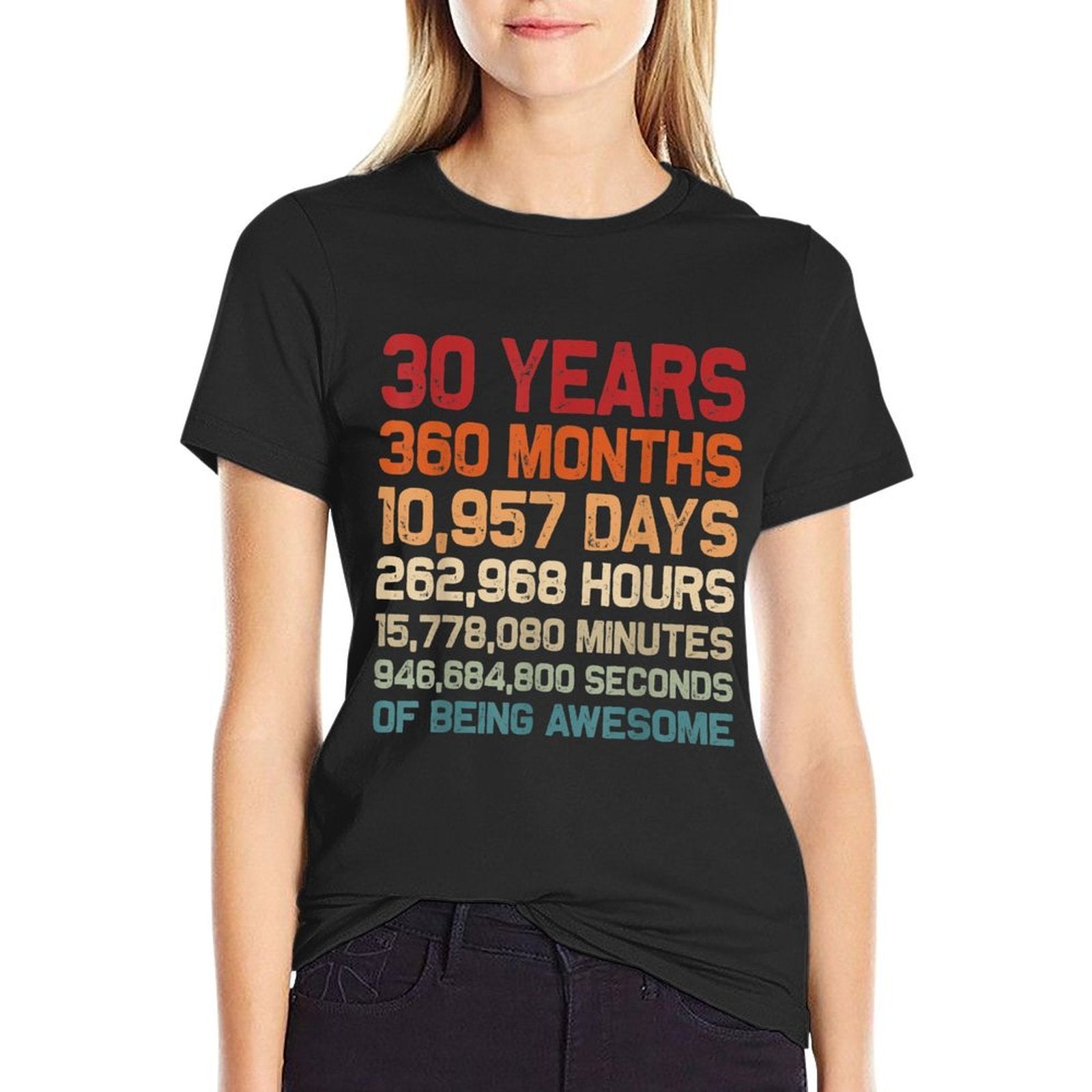 30 Years of Being Awesome Retro Vintage Funny 30th Birthday  Oversized Silhouette T-Shirt
