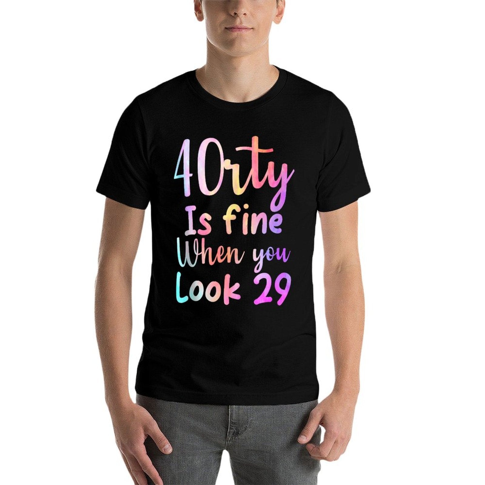 40 Is Fine When You Look 29 Funny 40th Birthday Tie Dye  Lightweight T-Shirt