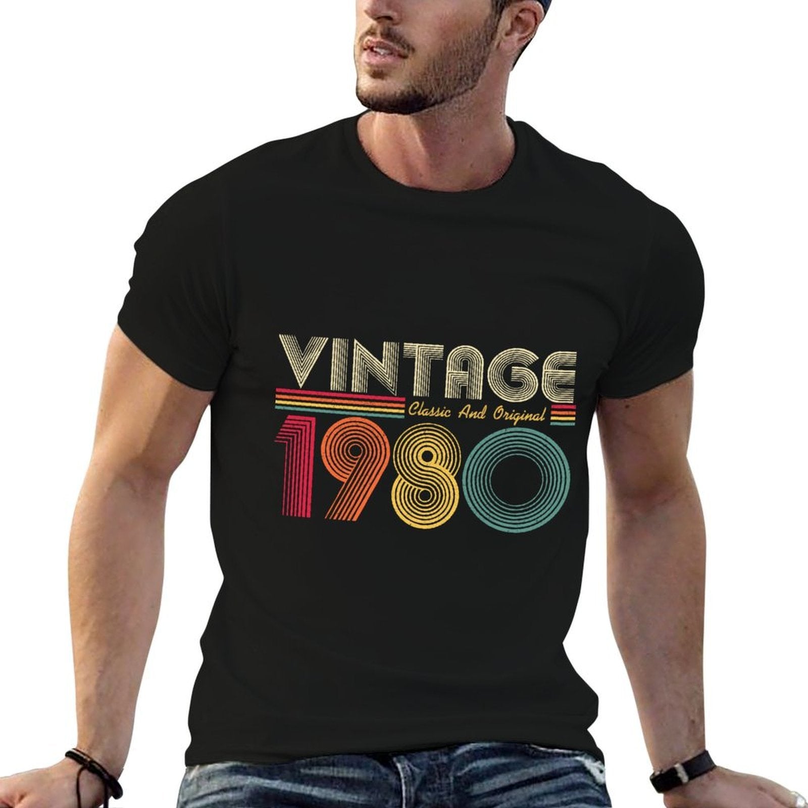 1980 40th Birthday Gift Vintage Retro Men Women 40 Years Old  Stretchy T-Shirt