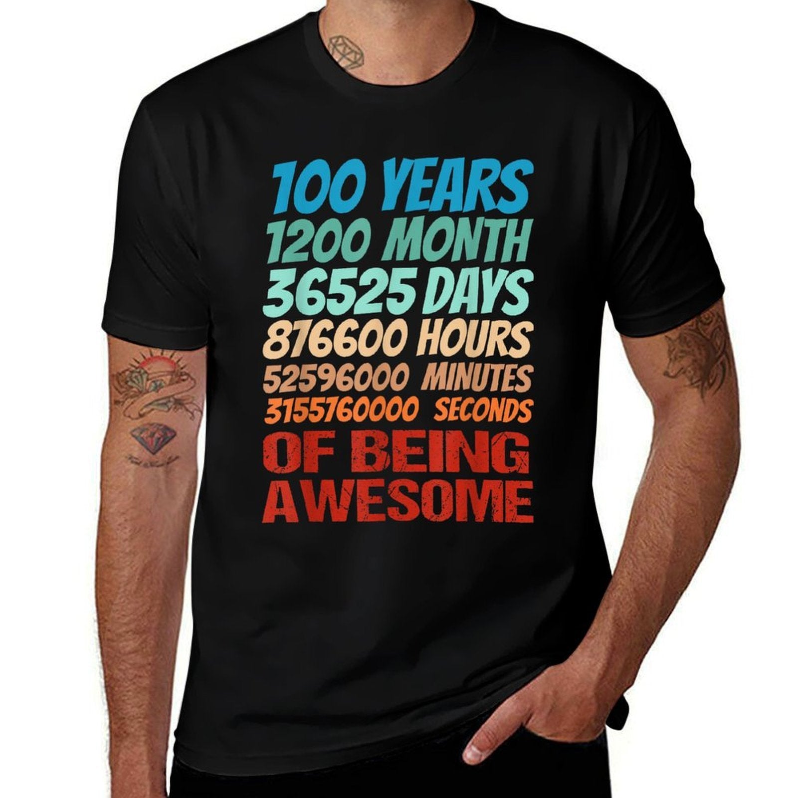 100 Years 100th Birthday Women Men 100th Birthday Decoration  Fade-proof Color T-Shirt