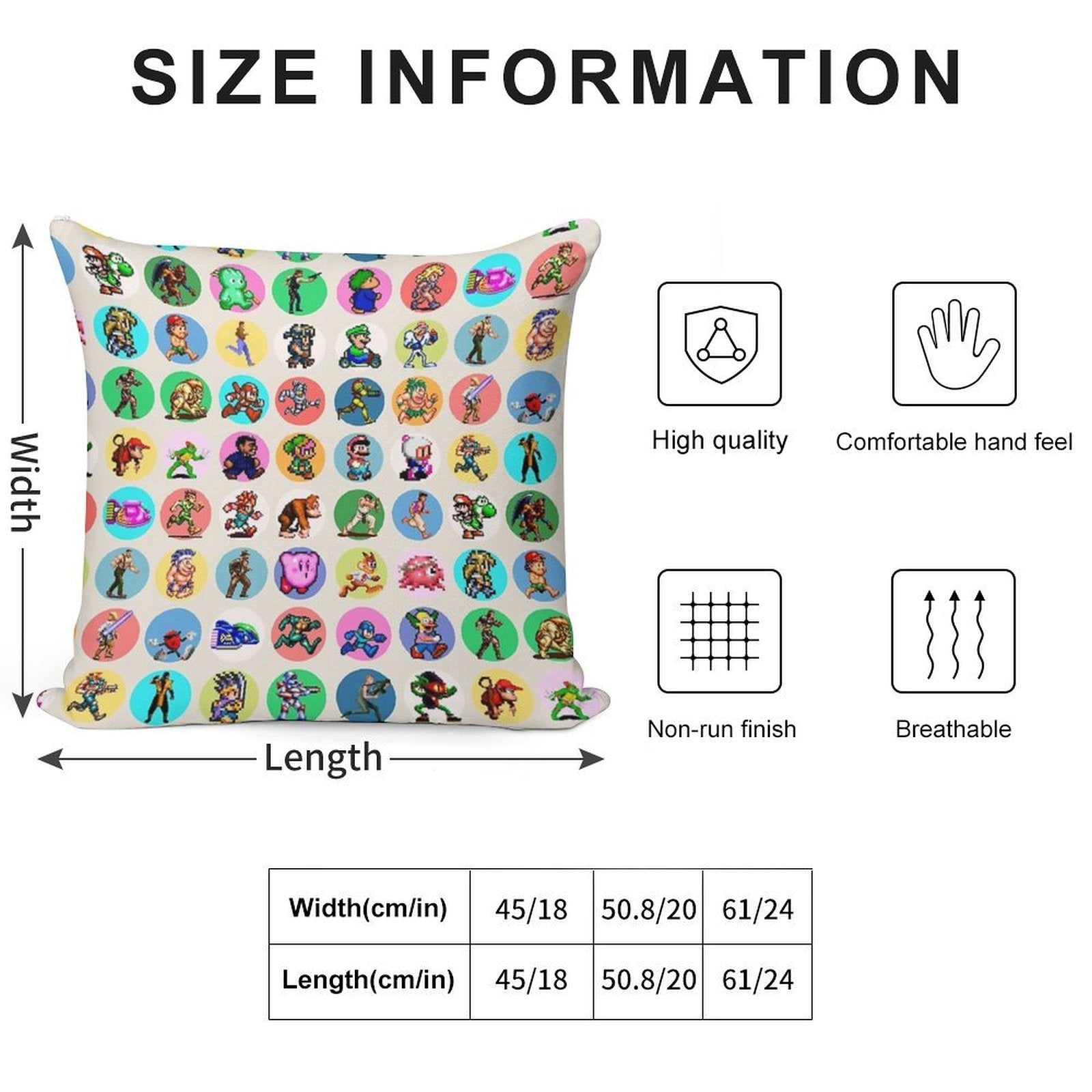 16BIT ICONS Soft Easy Maintenance Throw Pillow