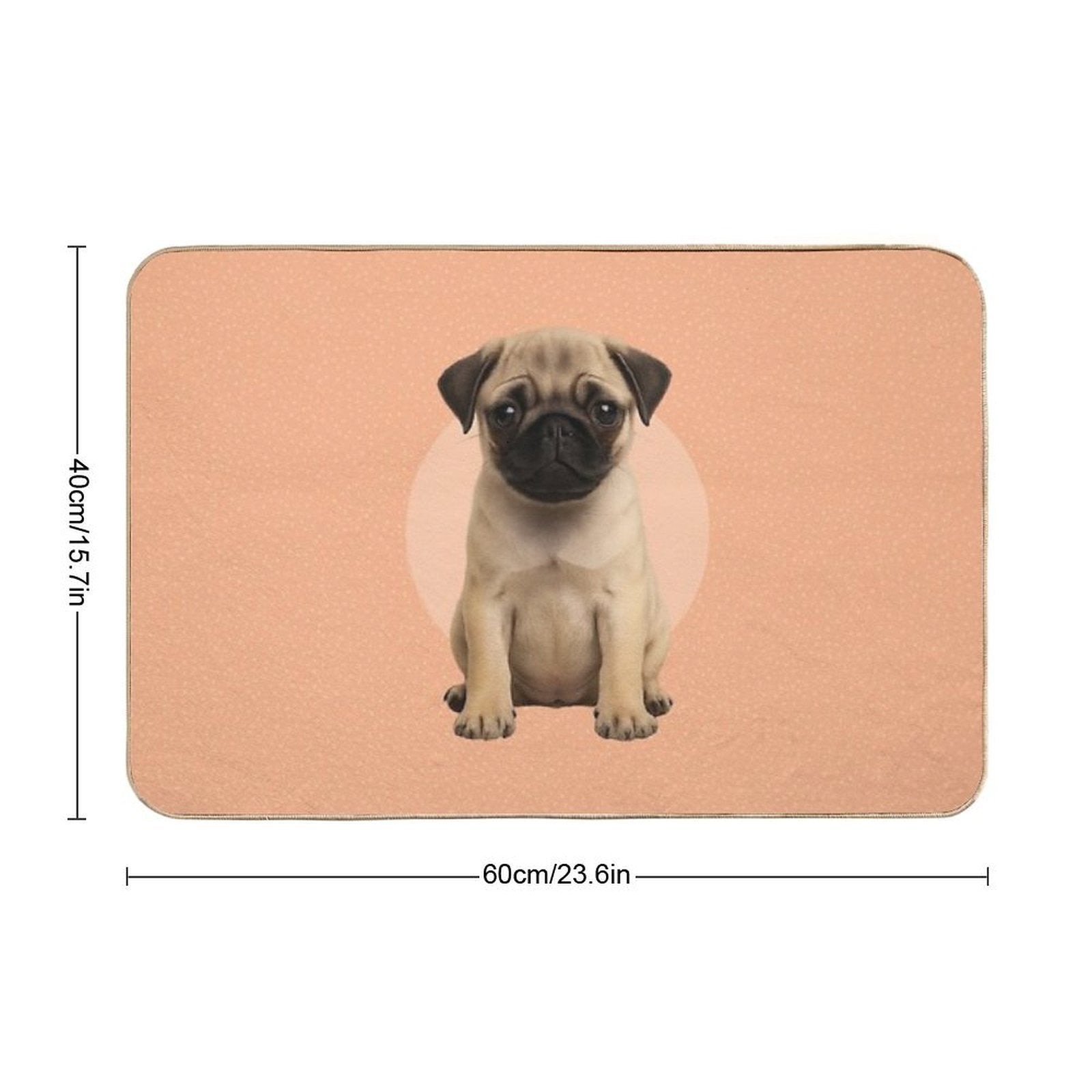 Cute Pug Puppy on Ditsy Background - Peach  High-Traffic Bath Mat