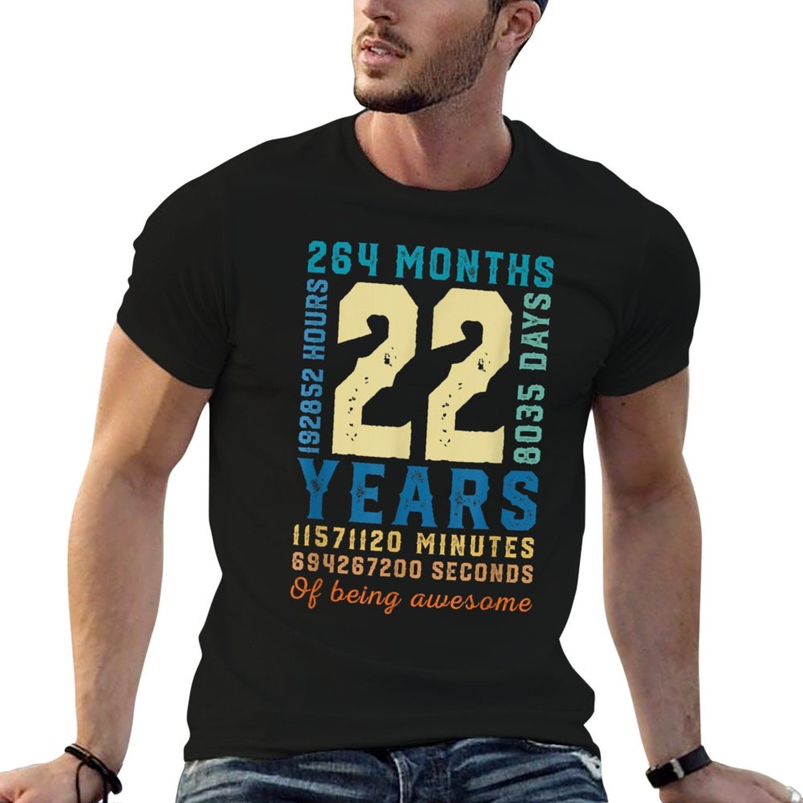 22 Years Of Being Awesome Vintage 22 Years Old 22nd Birthday  Cotton T-Shirt