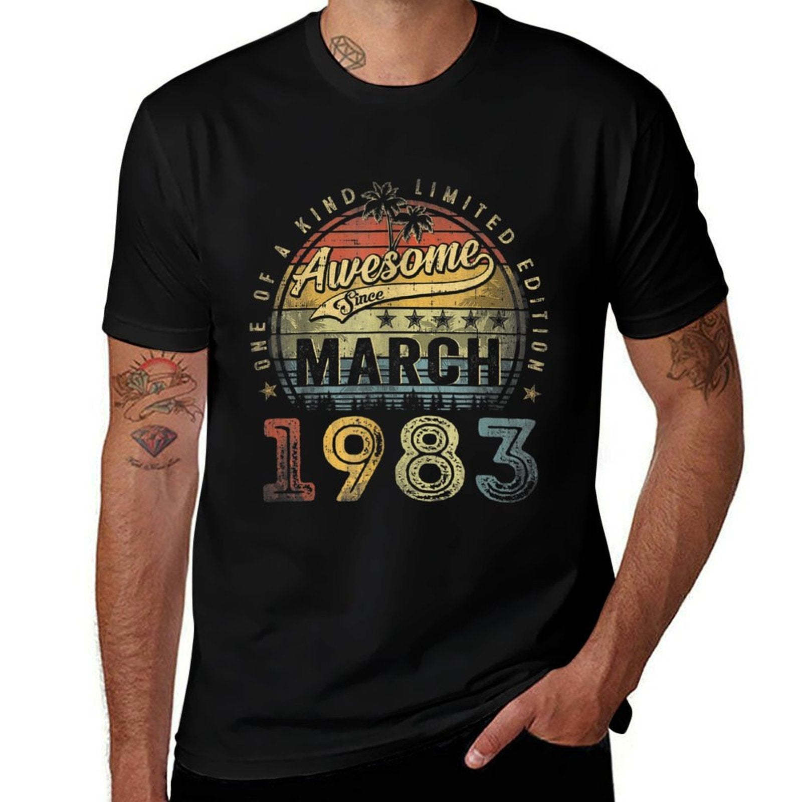 40 Year Old Awesome Since March 1983 40th Birthday  Oversized Silhouette T-Shirt