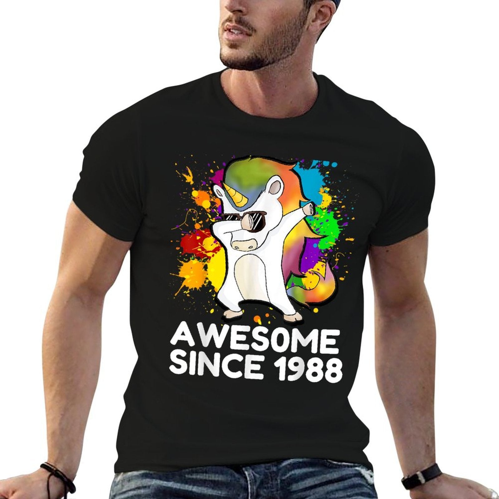 30th Birthday - Born in 1988 Dabbing Unicorn Men Women  Odor-resistant T-Shirt