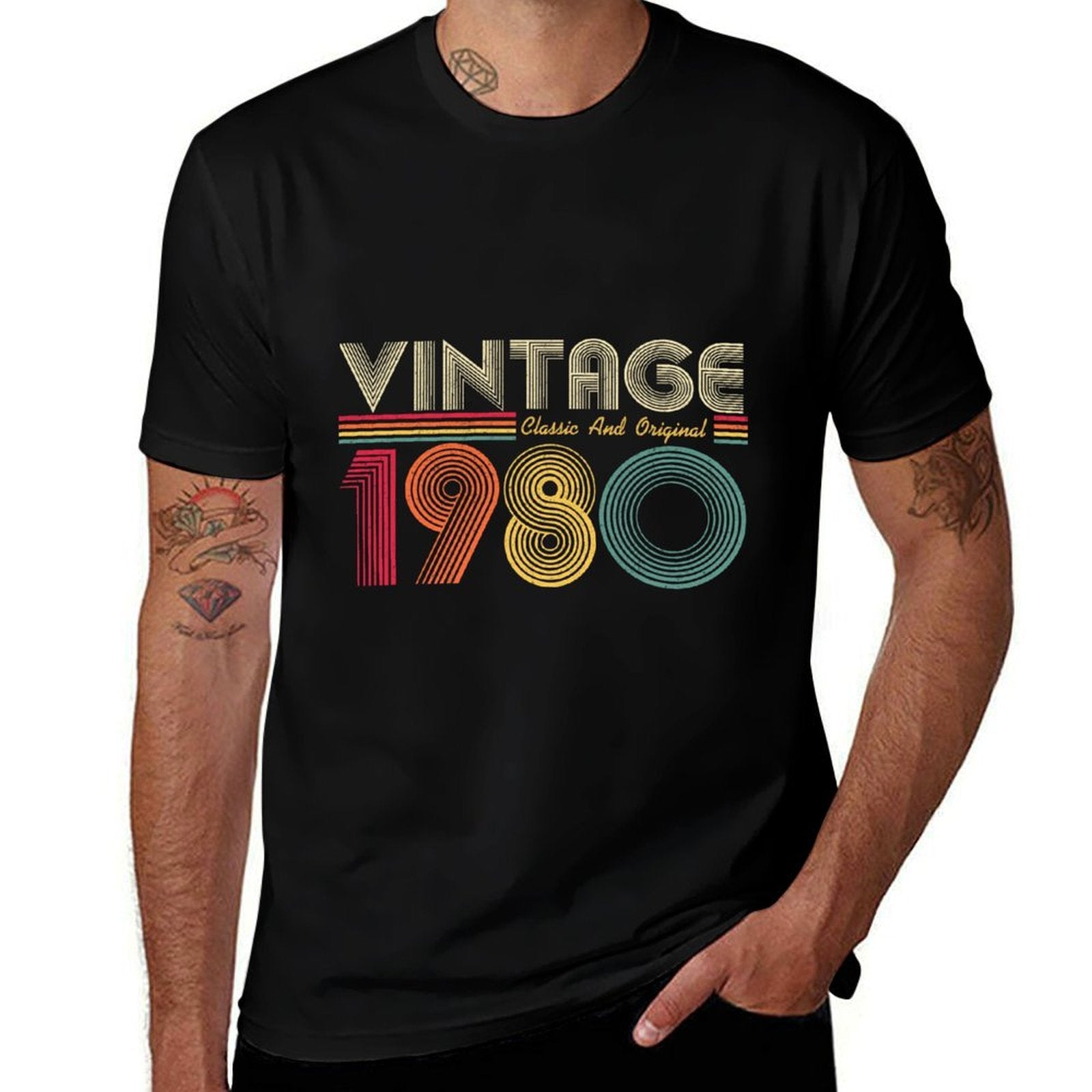 1980 40th Birthday Gift Vintage Retro Men Women 40 Years Old  Stretchy T-Shirt