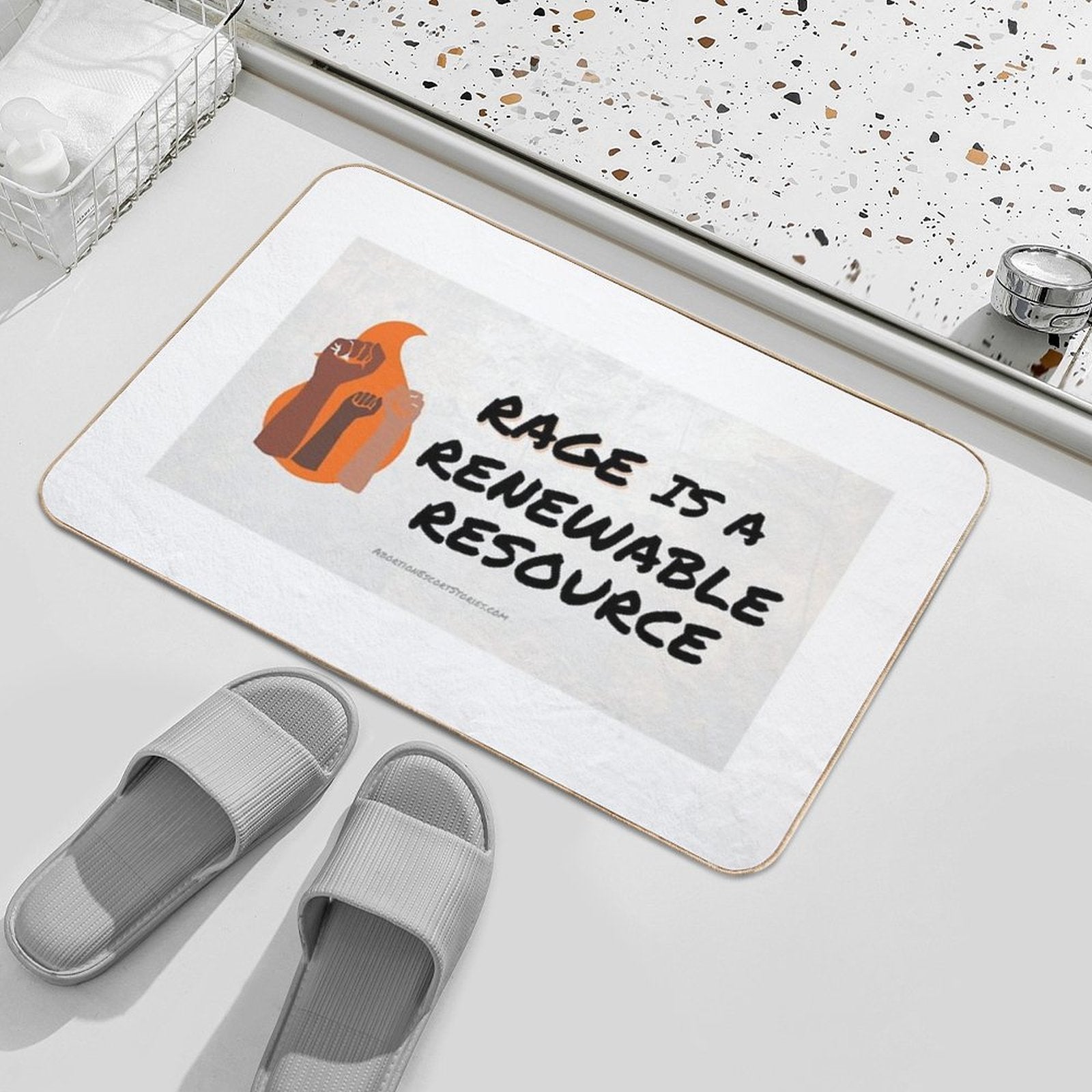 Rage Is A Renewable Resource – Flame And Fists Logo – Light Background Horizontal  Versatile Bath Mat