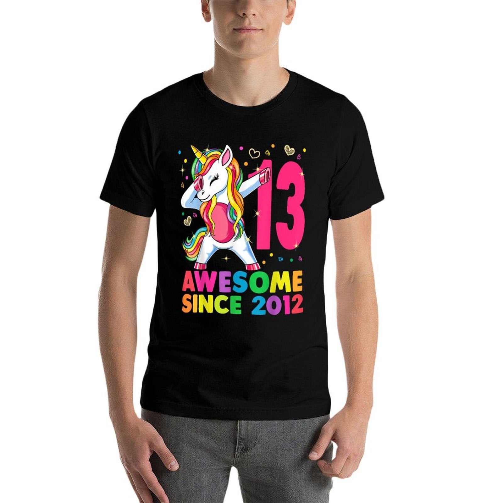 13 Years Old Unicorn Dabbing 13th Birthday Girl Gift Party  Breathable T-Shirt