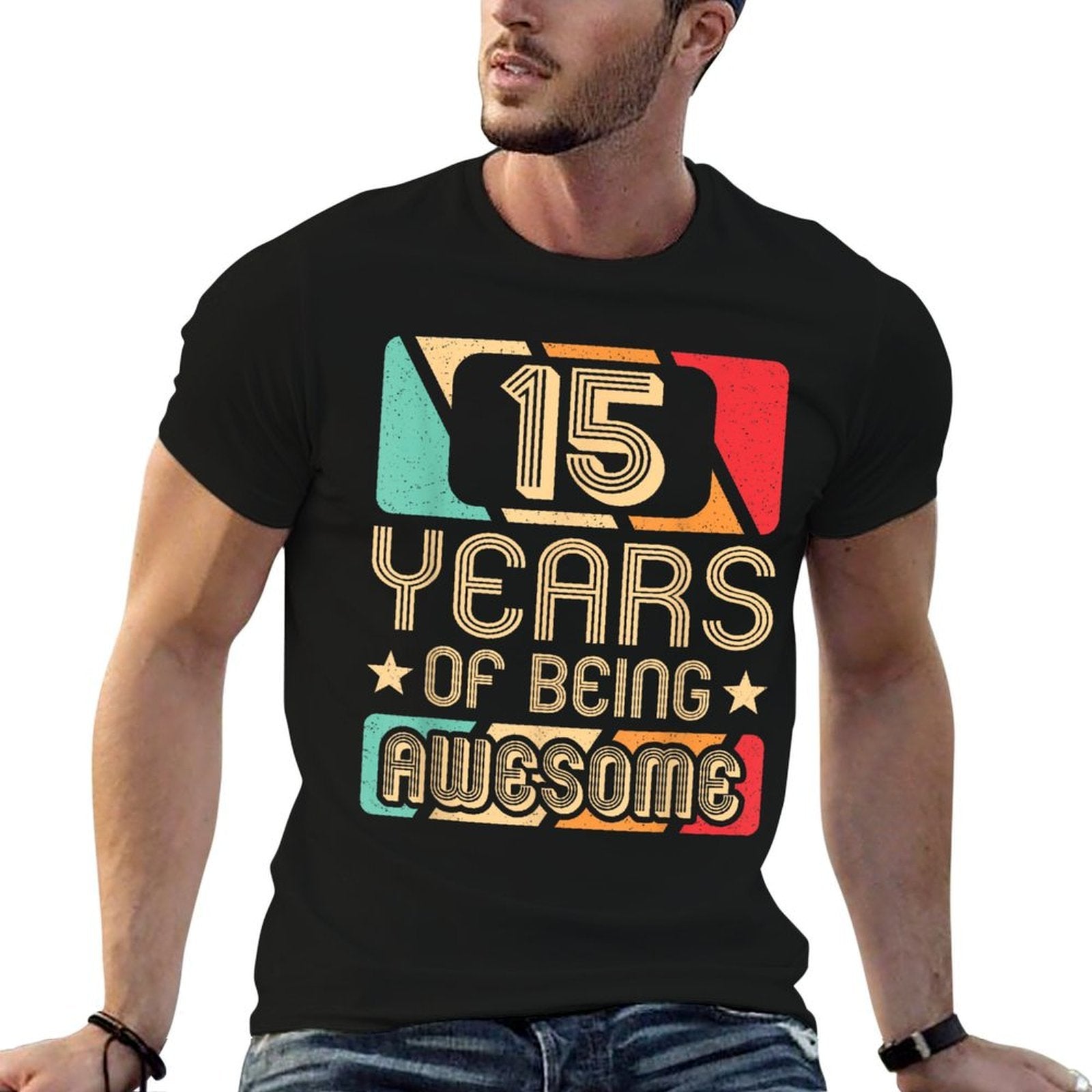 15 Years Of Being Awesome 15 Years Old Retro 15th Birthday  Eco-friendly Material T-Shirt