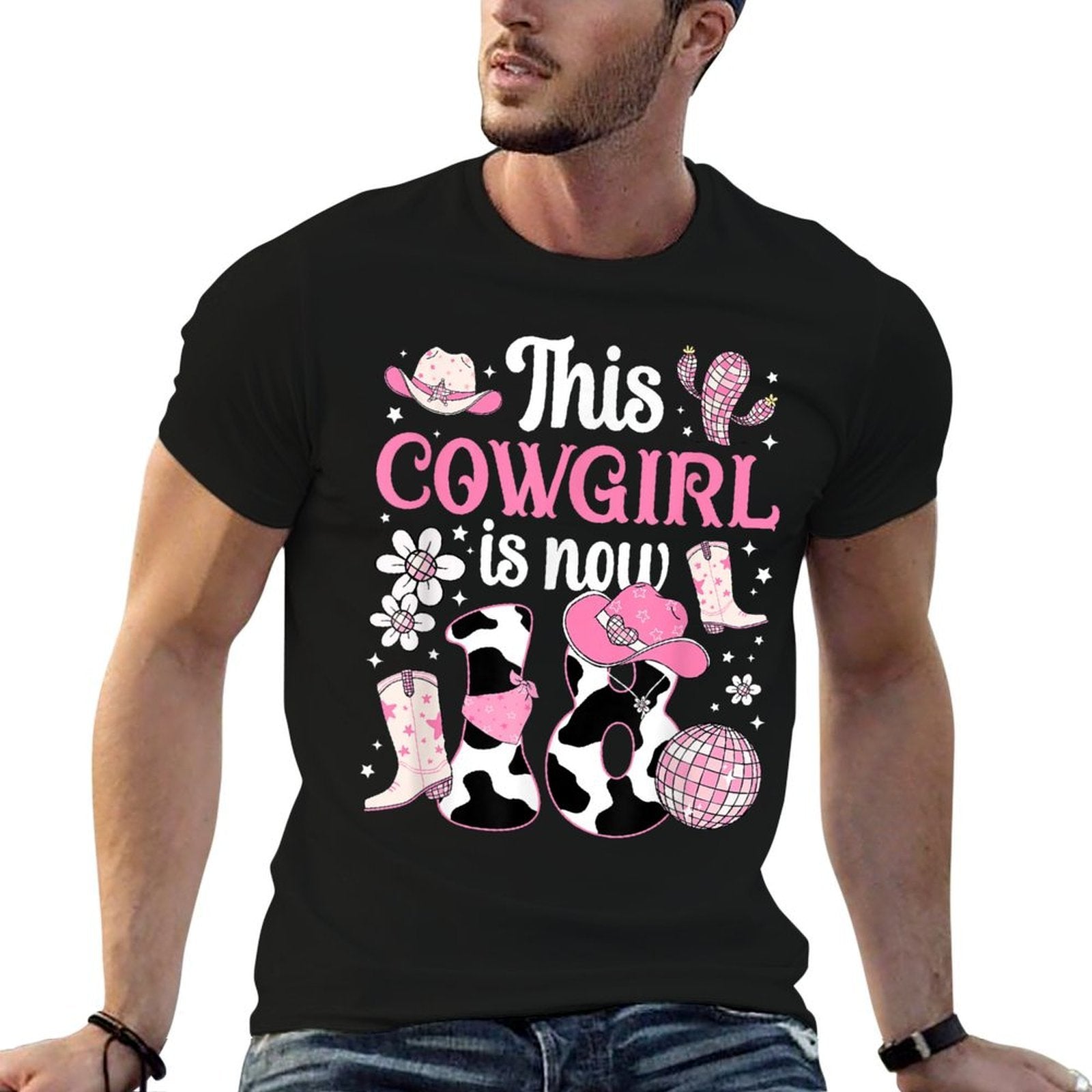 18th Birthday Cowgirl Eighteen Year Old Cow Girl Bday Party  Trendy Pattern T-Shirt