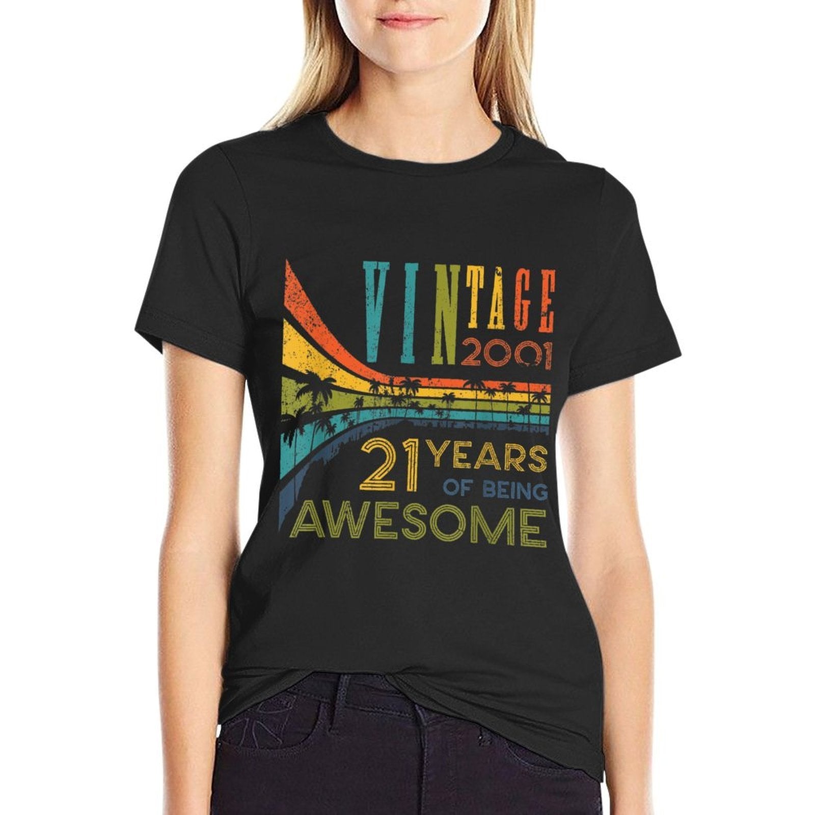 21 Year Old Of Being Awesome Vintage 2001 21st Birthday  Easy-care T-Shirt