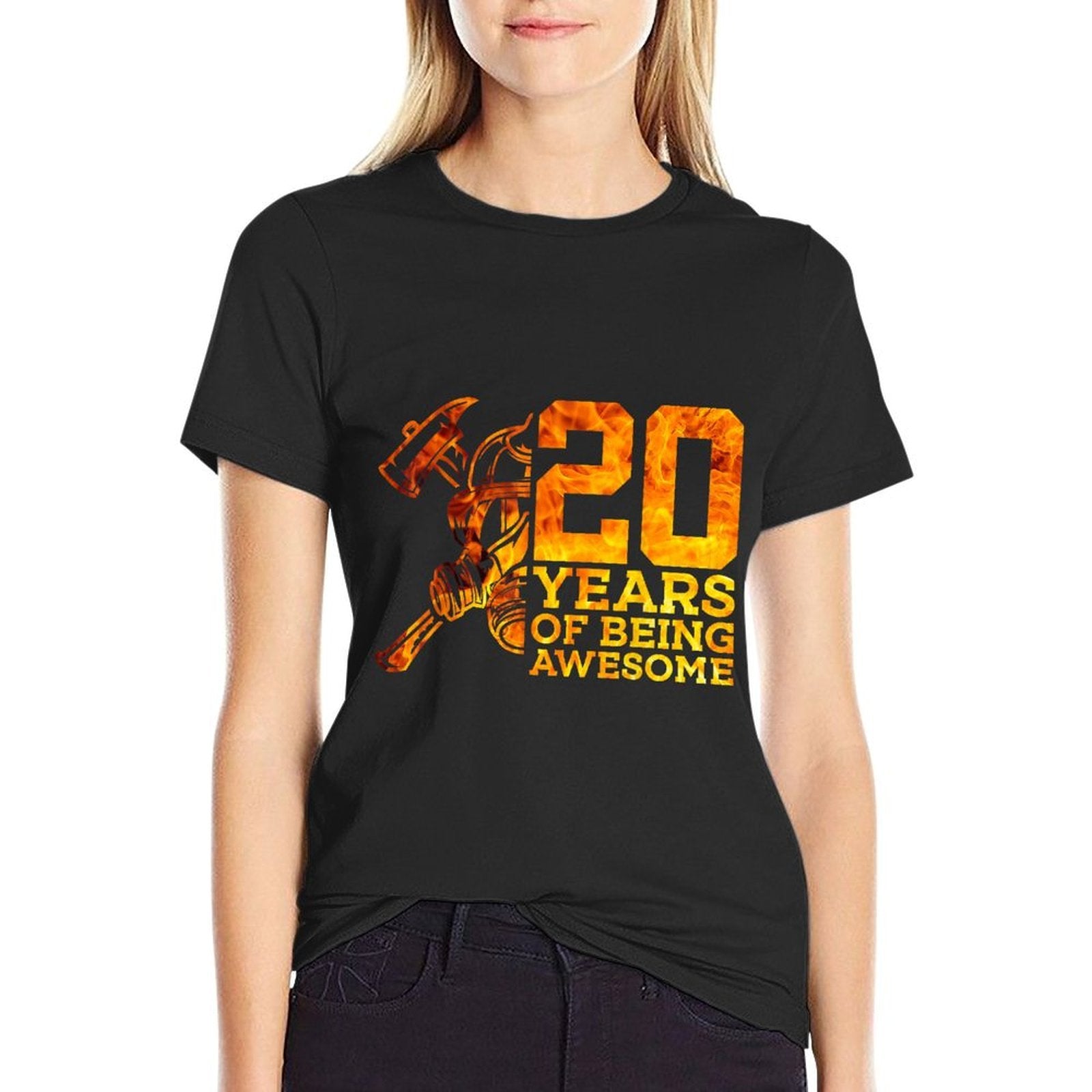 20 YEARS OF BEING AWESOME FIREFIGHTER 20TH BIRTHDAY  Soft T-Shirt