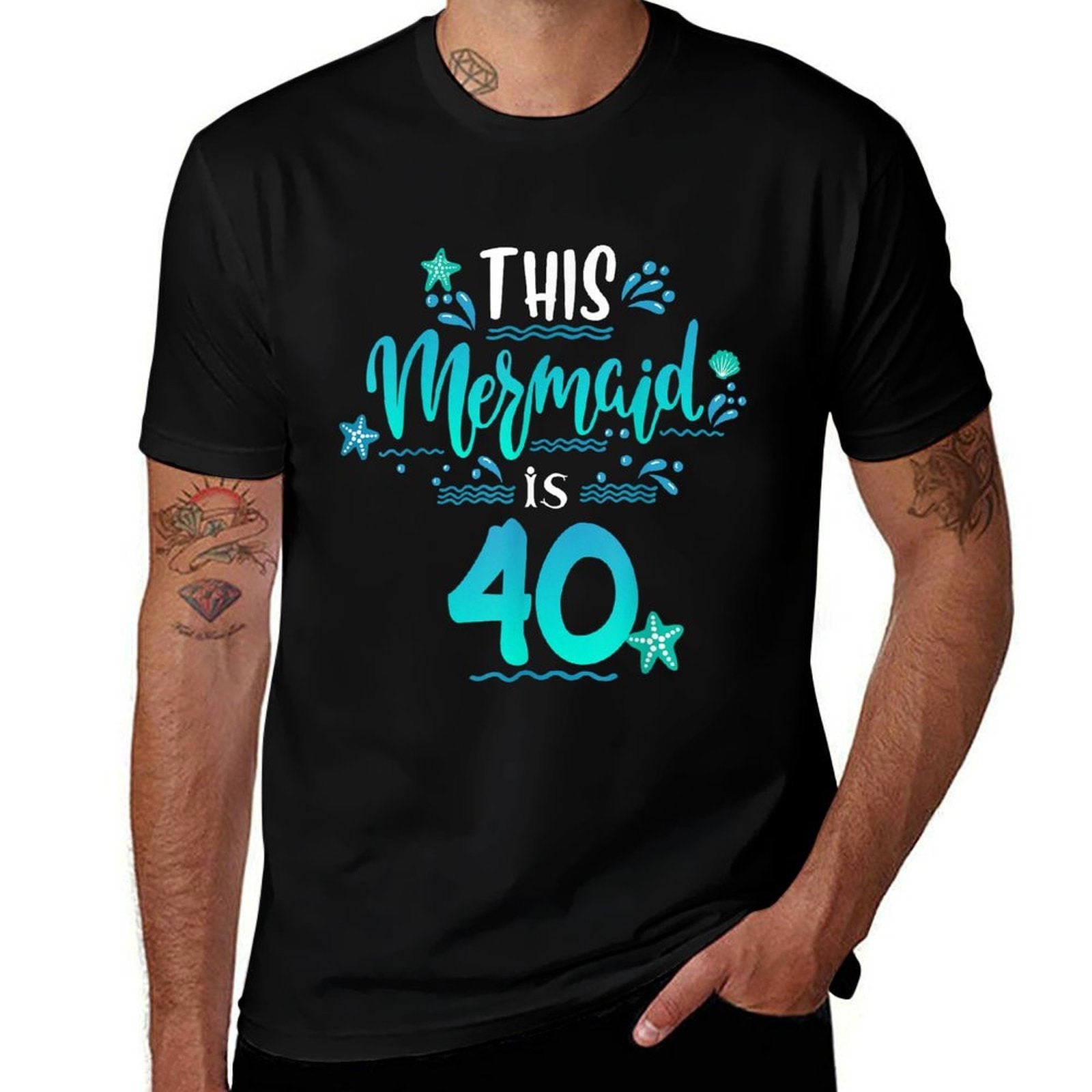 40th Birthday Funny This Mermaids Is 40 Gift Polyester Blend T-Shirt
