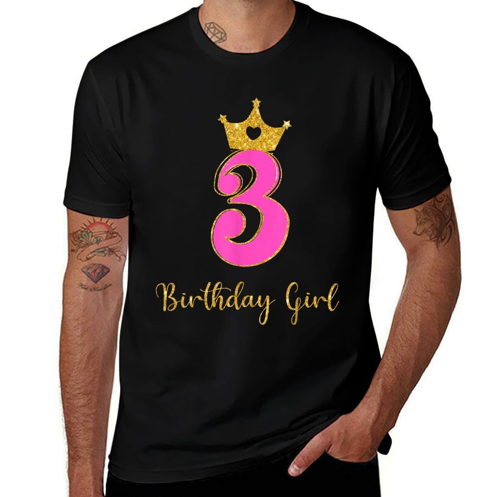 3rd Birthday Girls 3 Three Year Old Birthday Party Toddler  High-quality Stitching T-Shirt