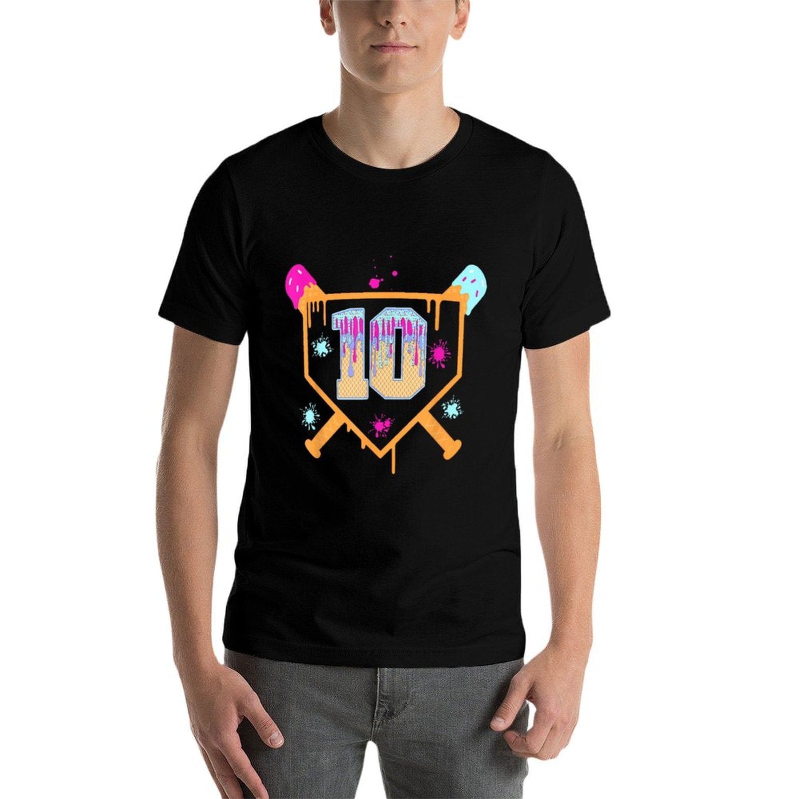 10th Birthday for Boys Baseball Drip 10 Year Old  Durable T-Shirt