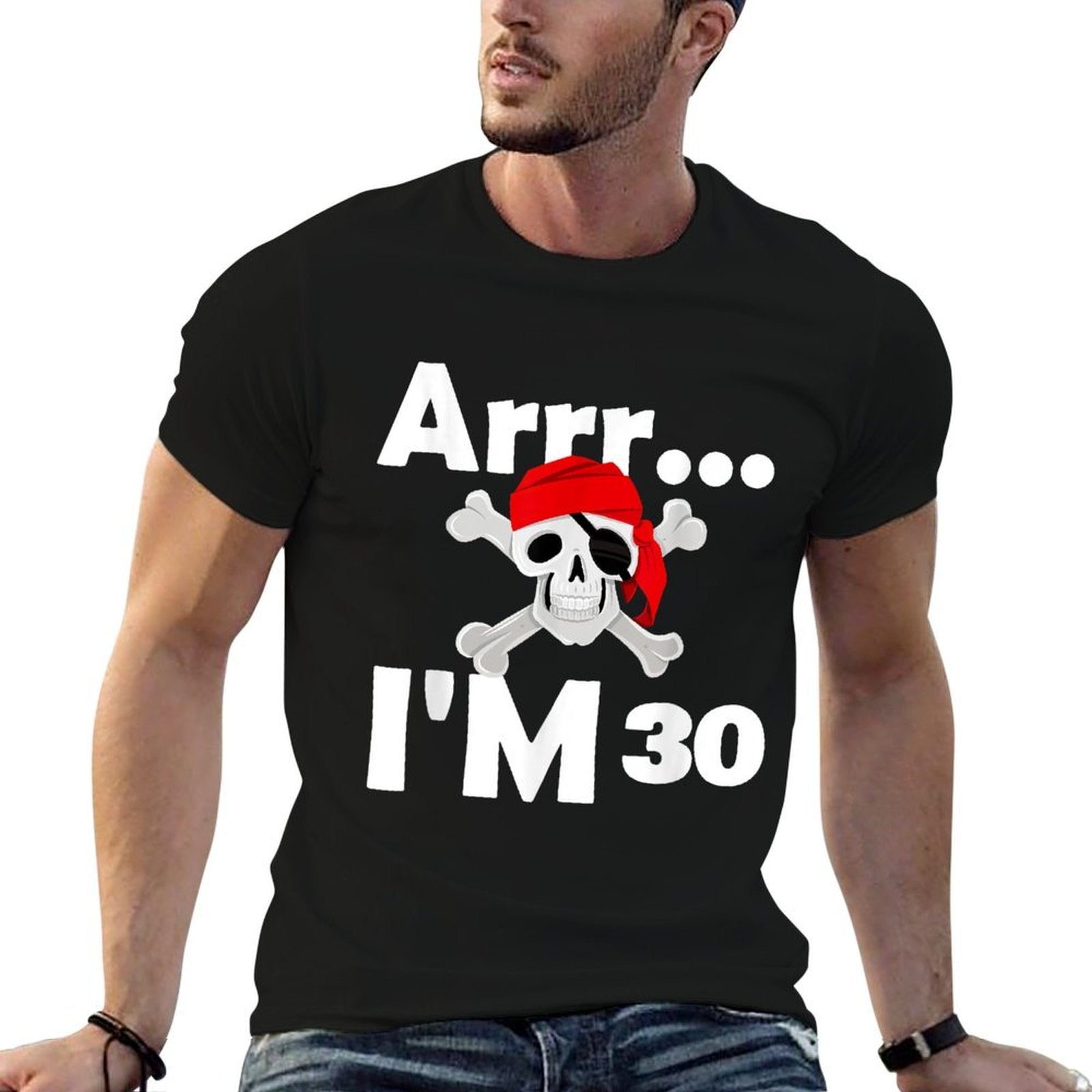 30th Birthday Pirate Skull 30 Years Old Bday  Summer-ready Fabric T-Shirt