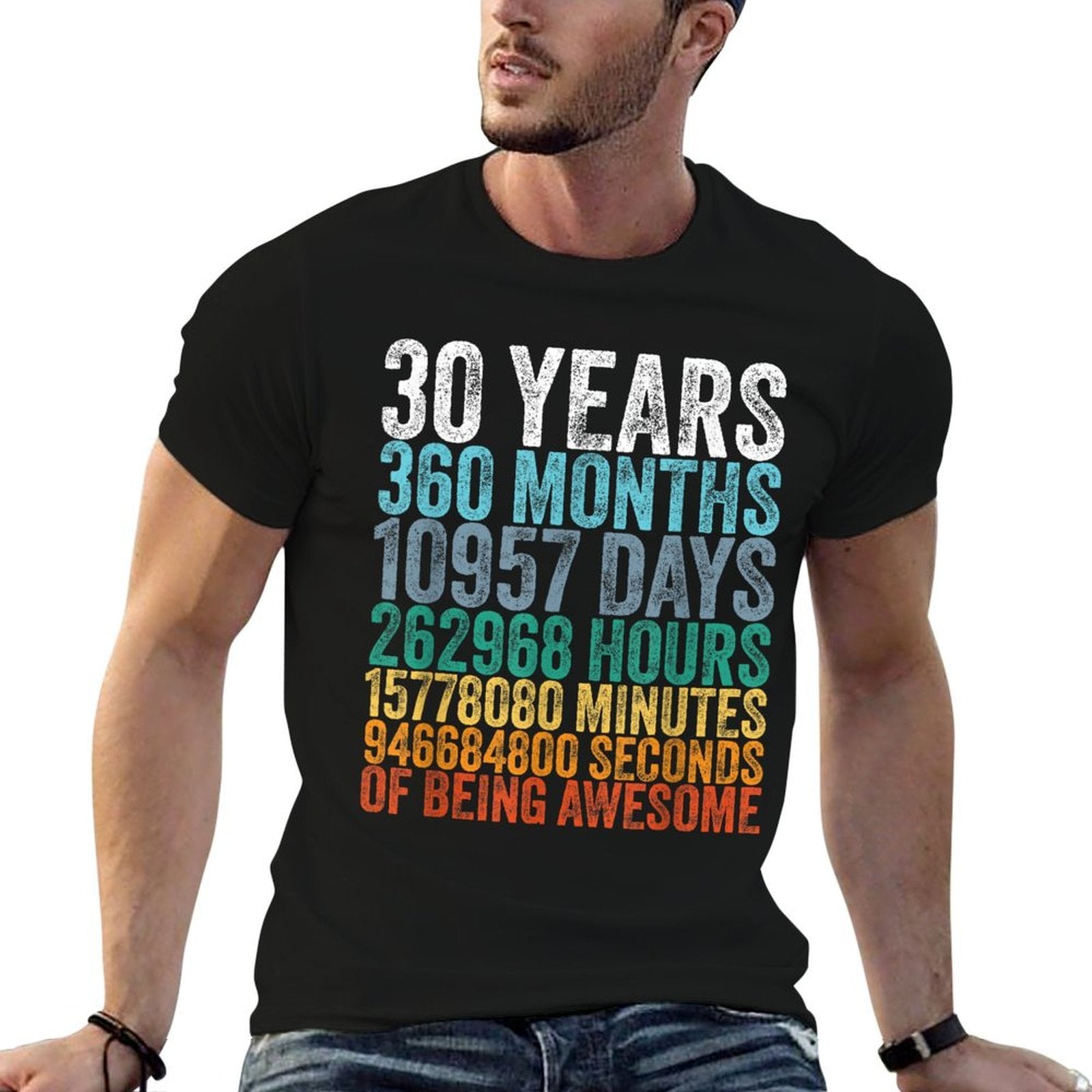 30th Birthday Decoration Men 30yr 30 Year Old Birthday  Wrinkle-resistant T-Shirt