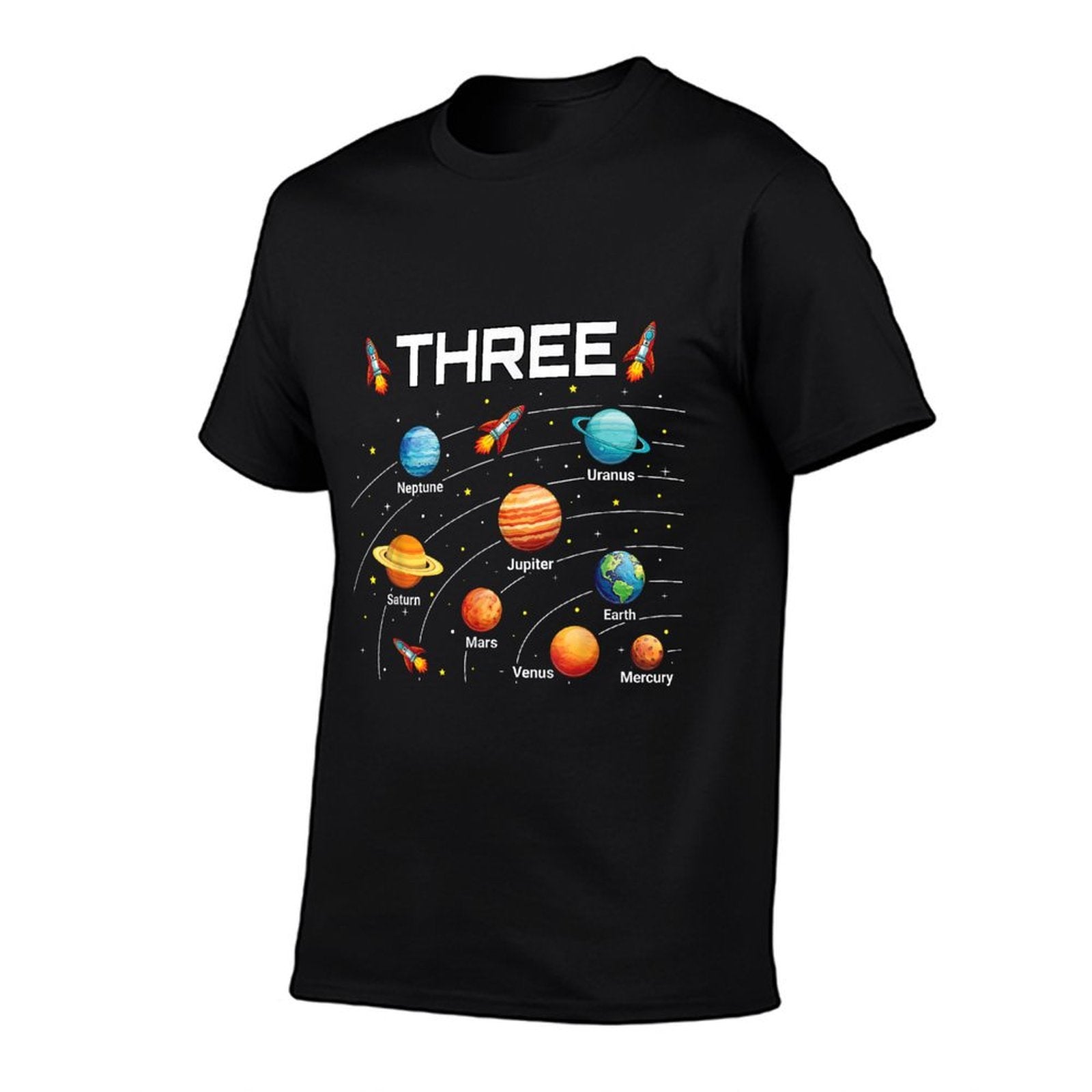 3 Year Old Boys Girls Space Planets 3rd Birthday Boy  Heathered Texture T-Shirt