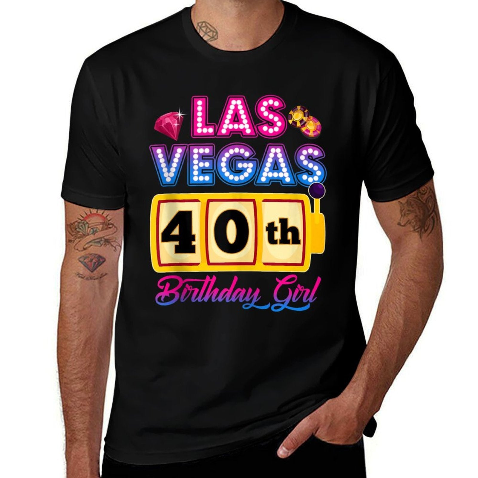 40 Years Old Vegas Girls Trip Vegas 40th Birthday Girls Lightweight T-Shirt