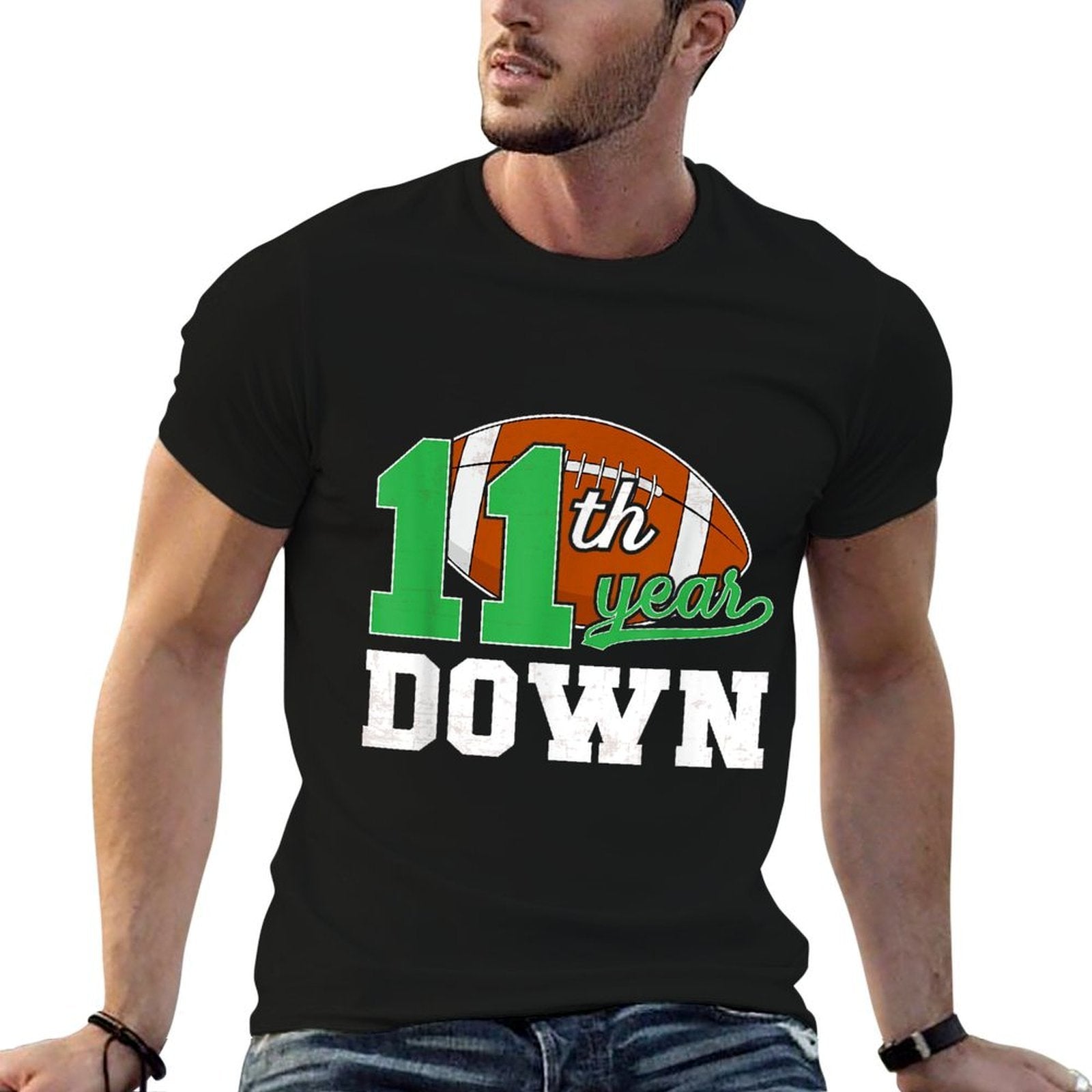 11th Football Birthday Eleven Year Old Football Player  Trendy Pattern T-Shirt