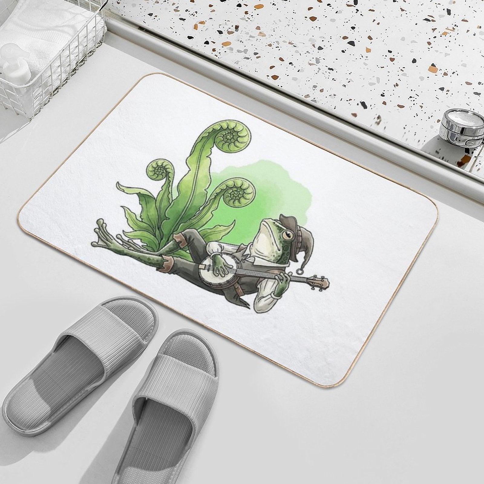 Whimsical Banjo Frog Music  High-Traffic Bath Mat