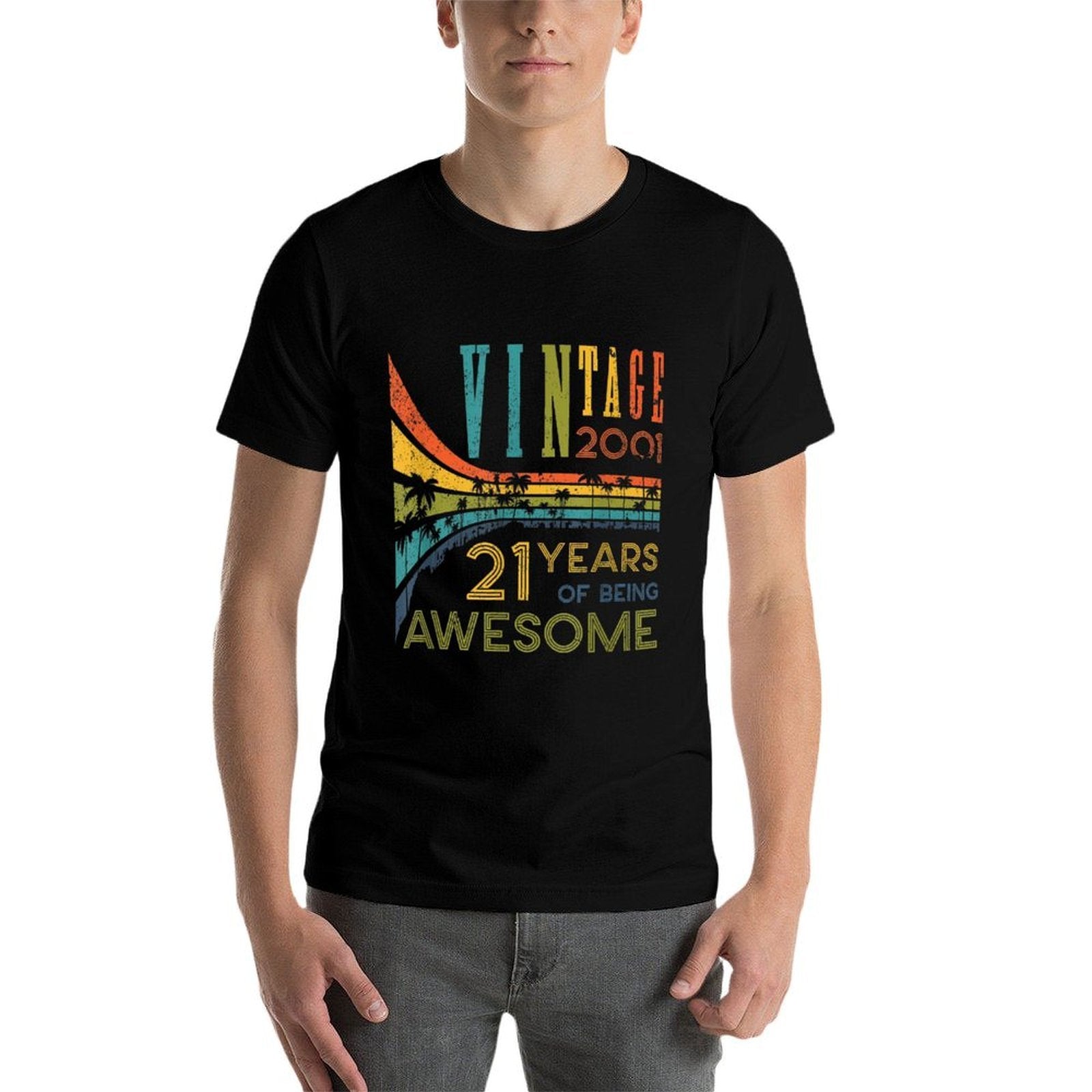 21 Year Old Of Being Awesome Vintage 2001 21st Birthday  Easy-care T-Shirt
