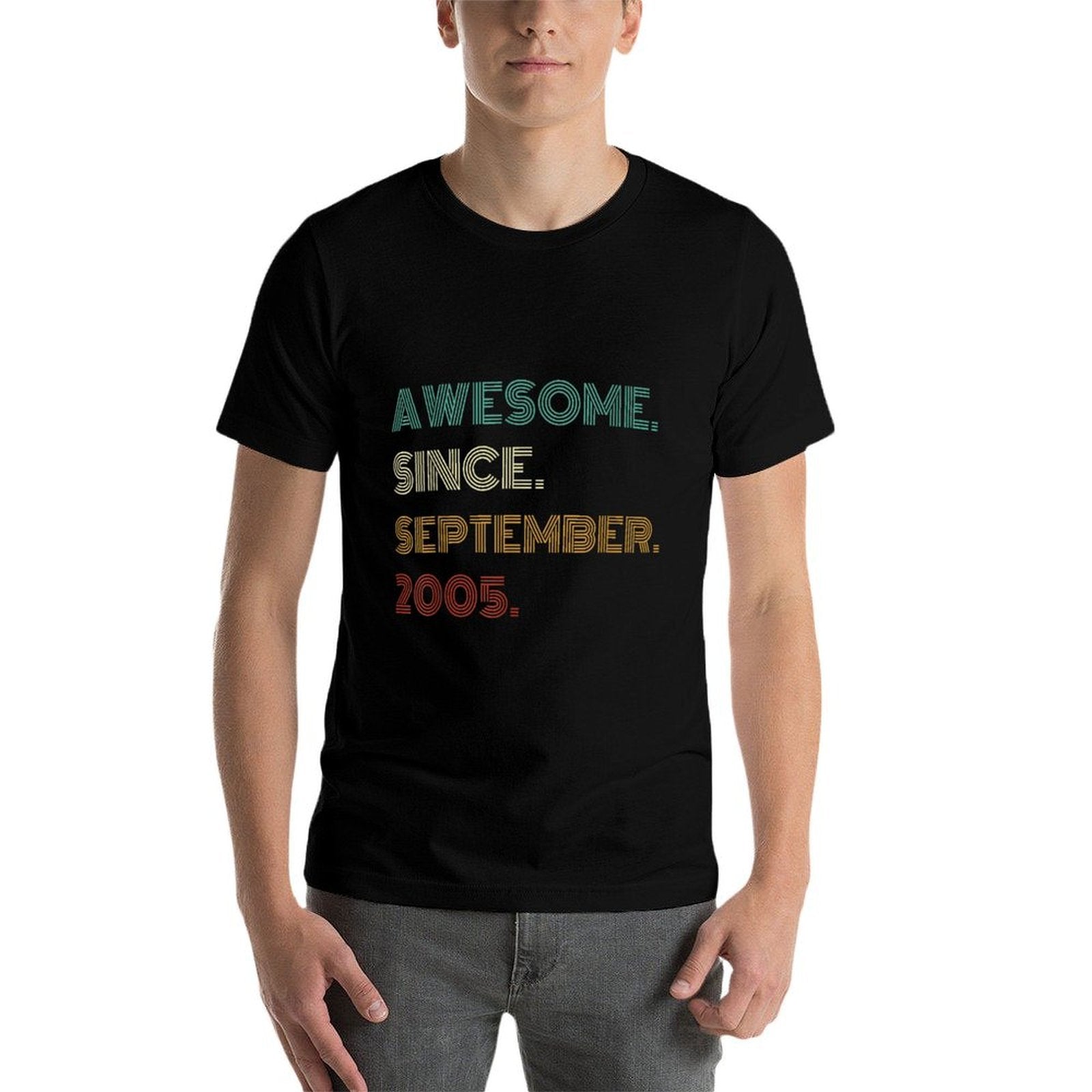 20 Years Old Awesome Since September 2005 20th Birthday  Heathered Texture T-Shirt