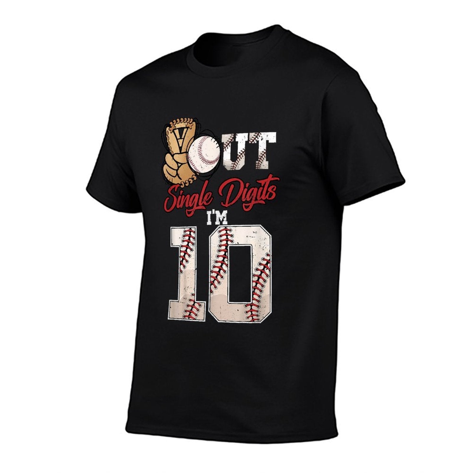 10th Birthday Boys Baseball Peace Out Single Digits  Relaxed-fit T-Shirt