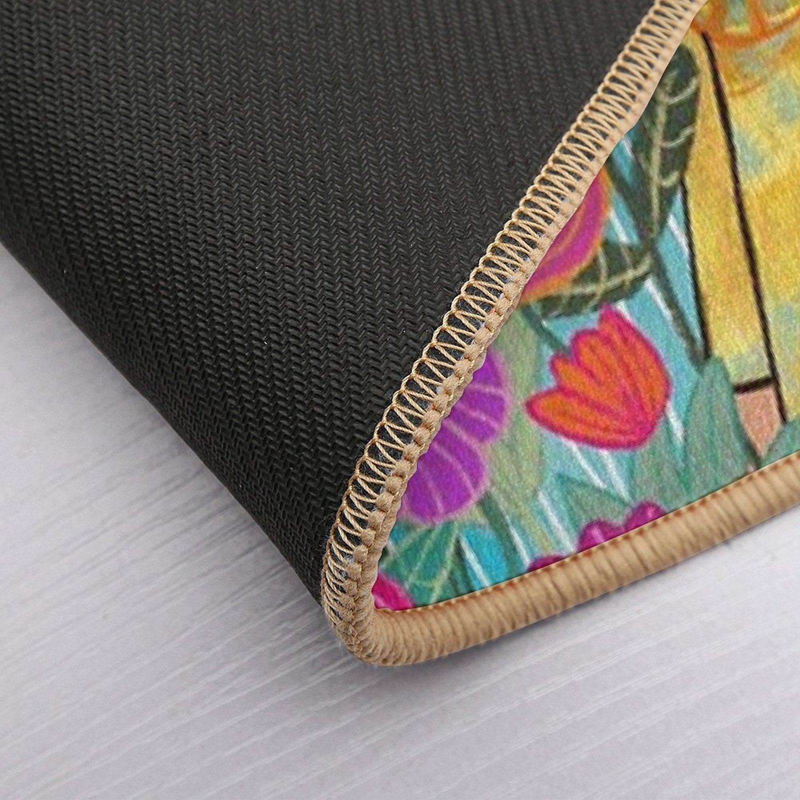 Flower Garden Girl – Healing Illustration  Repositionable Bath Mat