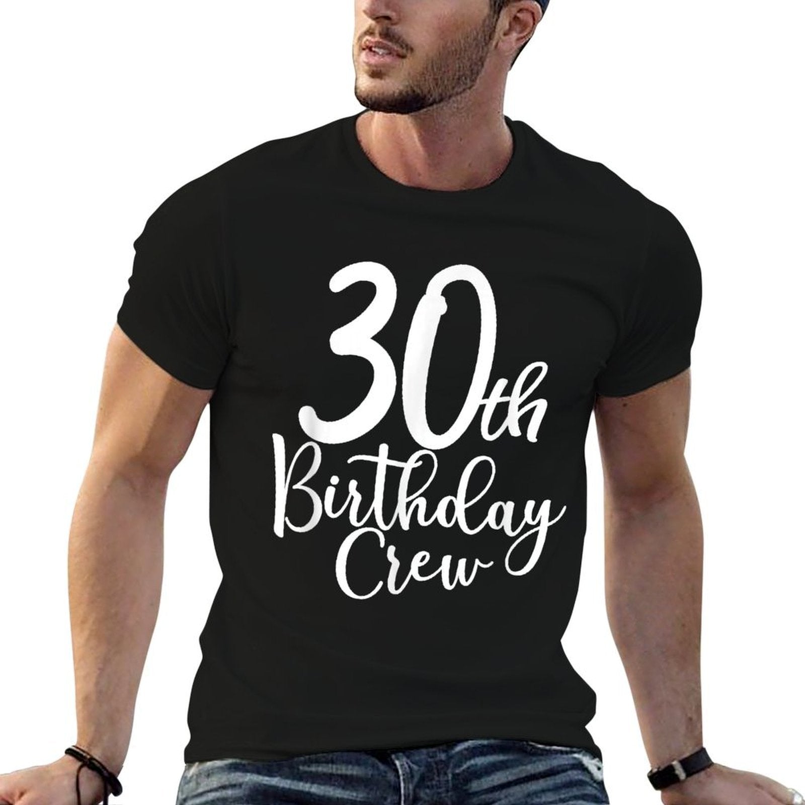 30th Birthday Crew 30 Years Old Matching Group Party  Heathered Texture T-Shirt