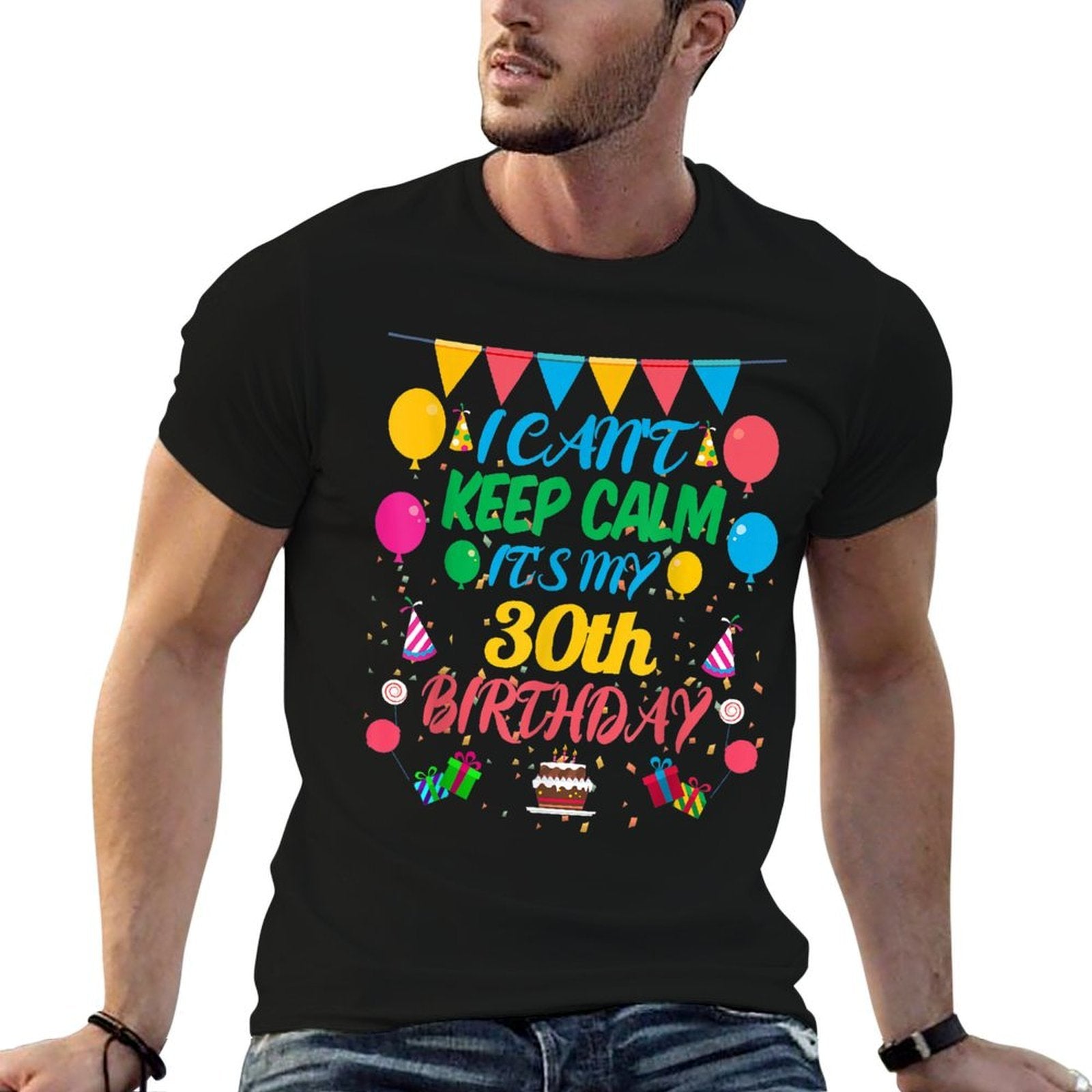 30 Year Old Gift I Can't Keep Calm It's My 30th Birthday  Oversized Silhouette T-Shirt
