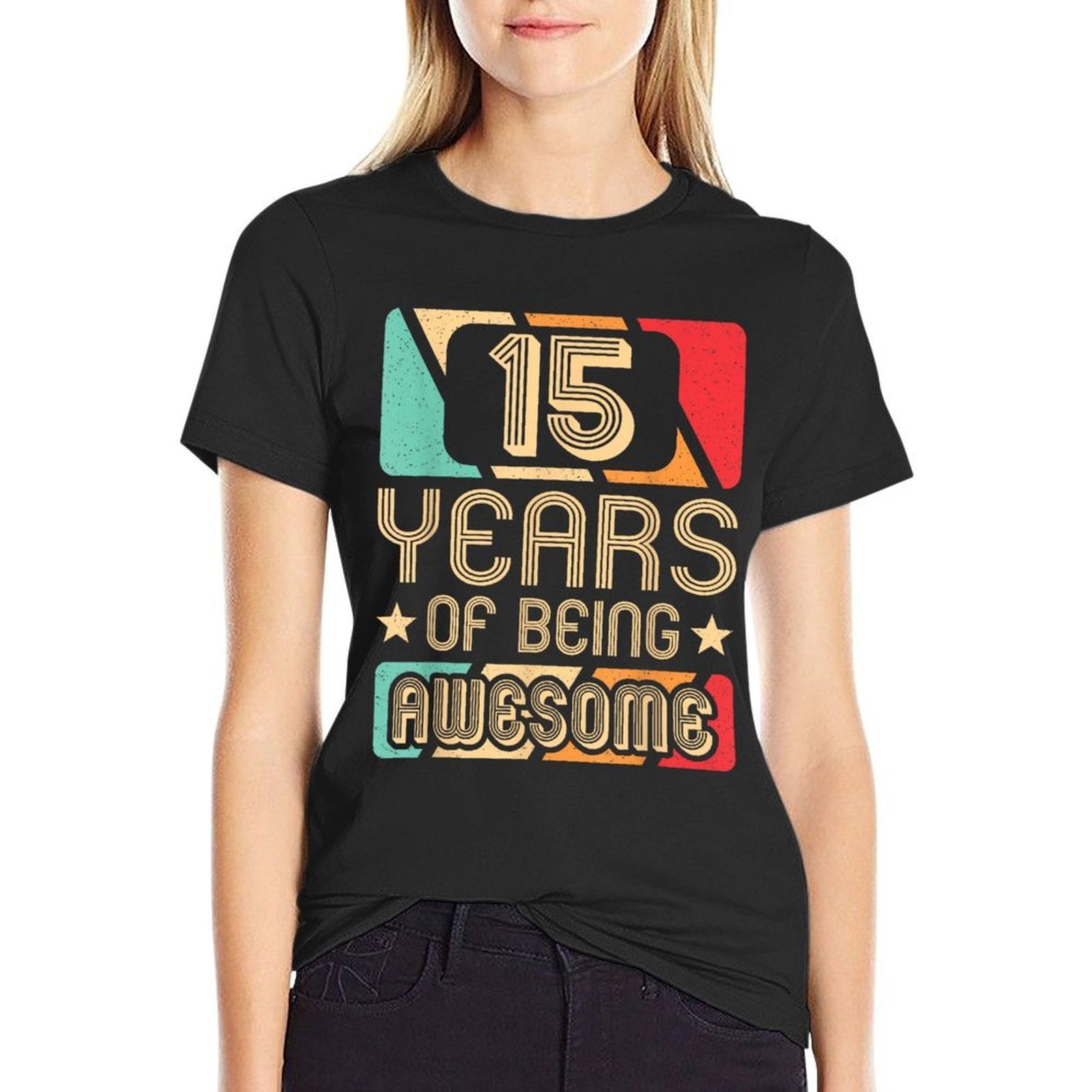 15 Years Of Being Awesome 15 Years Old Retro 15th Birthday  Eco-friendly Material T-Shirt