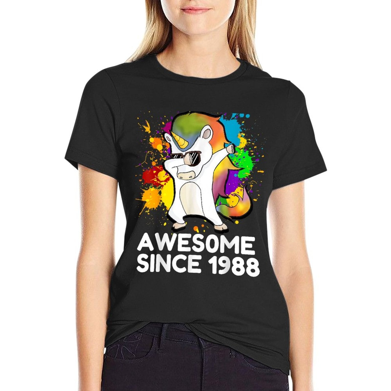30th Birthday - Born in 1988 Dabbing Unicorn Men Women  Odor-resistant T-Shirt