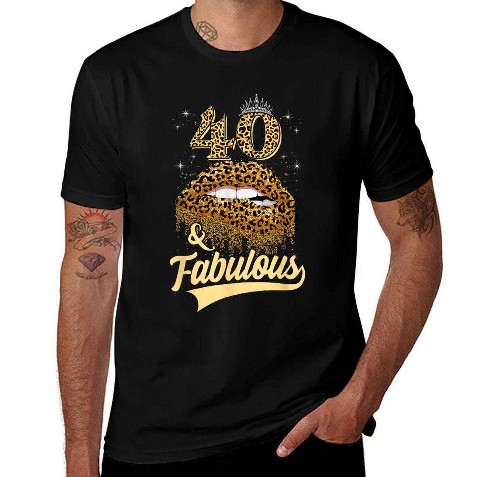 40 And Fabulous Queen Happy Birthday 40th Leopard Sexy Lips  Soft T-Shirt
