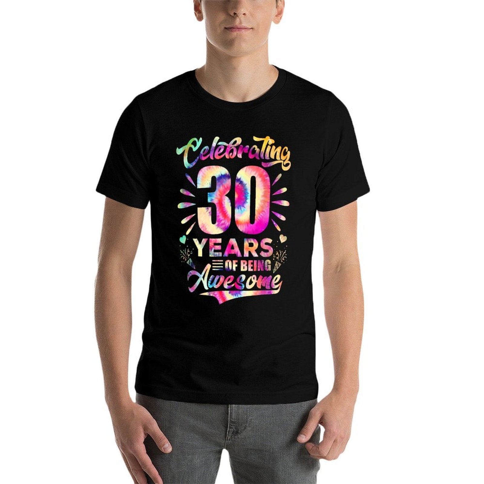 30 Years of Being Awesome 30 Years Old 30th Birthday Tie Dye  High-quality Stitching T-Shirt