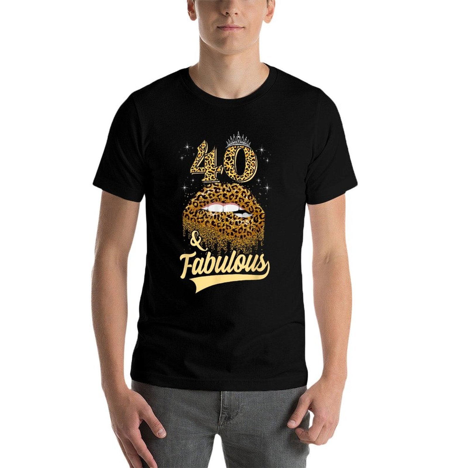 40 And Fabulous Queen Happy Birthday 40th Leopard Sexy Lips  Soft T-Shirt