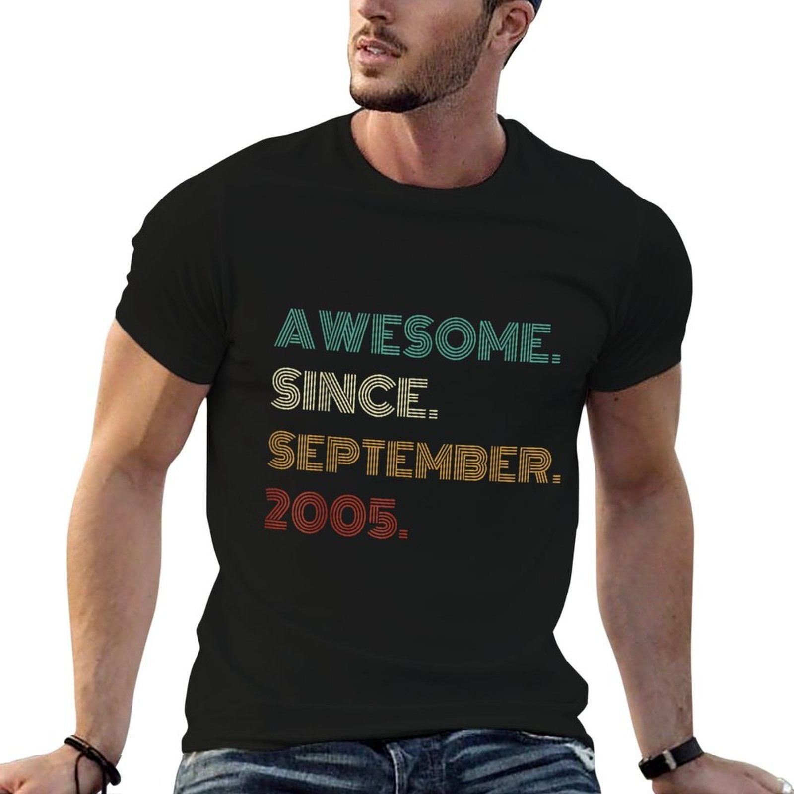 20 Years Old Awesome Since September 2005 20th Birthday  Heathered Texture T-Shirt