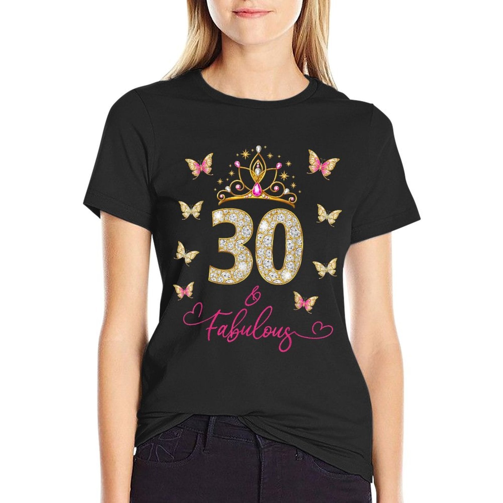 30 And Fabulous, 30 Years Old Women, 30th Birthday  Summer-ready Fabric T-Shirt
