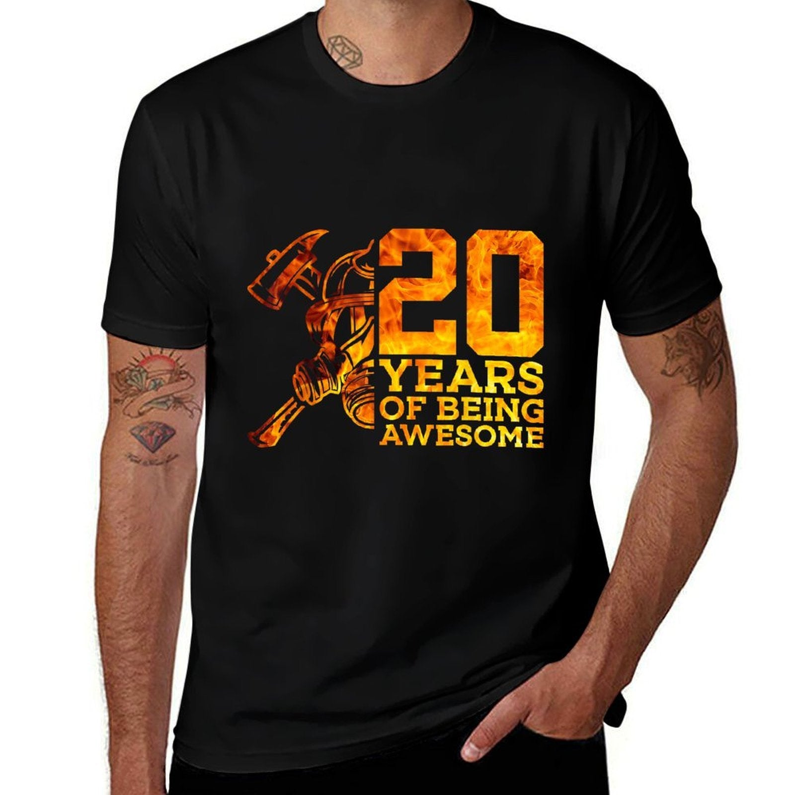 20 YEARS OF BEING AWESOME FIREFIGHTER 20TH BIRTHDAY  Soft T-Shirt