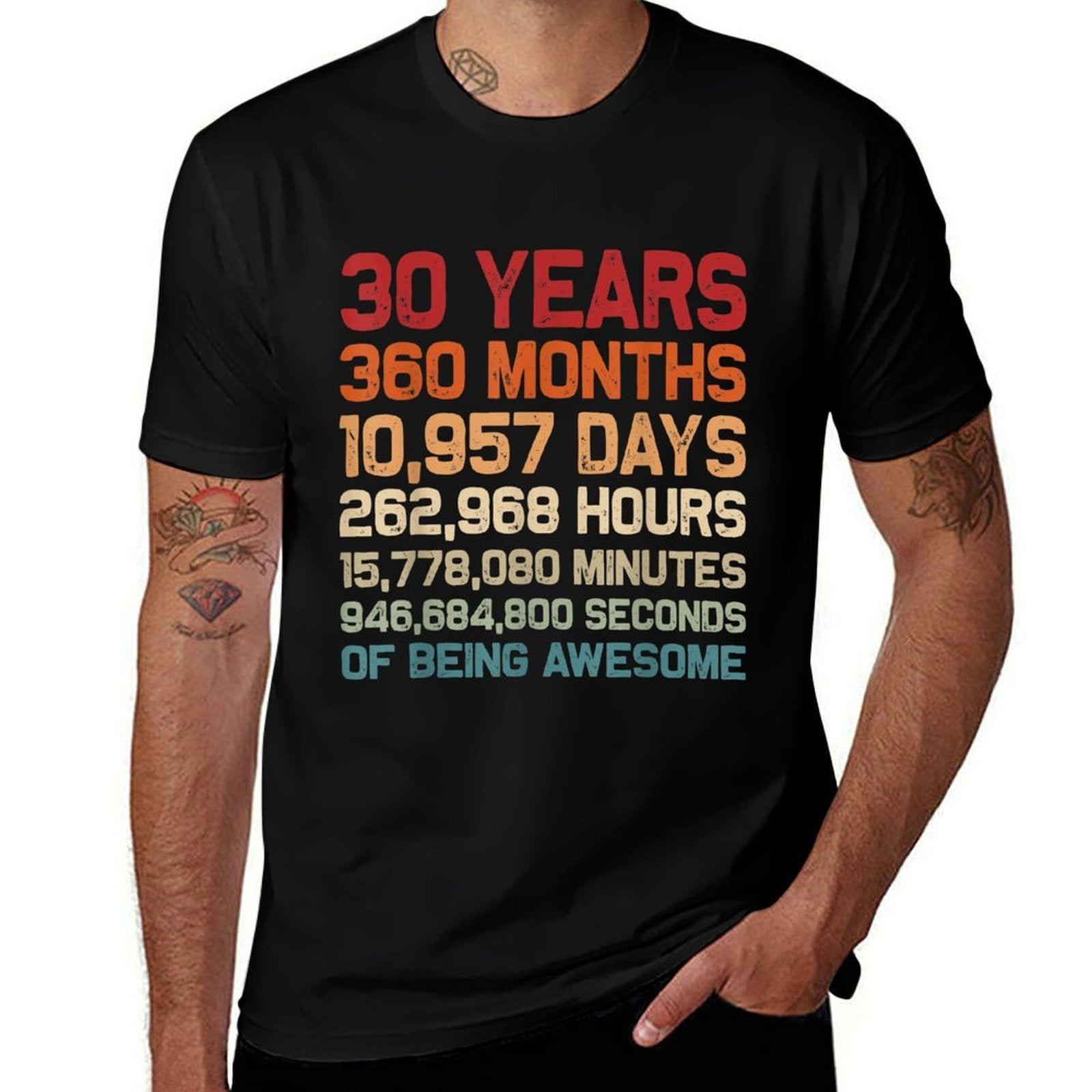 30 Years of Being Awesome Retro Vintage Funny 30th Birthday  Oversized Silhouette T-Shirt