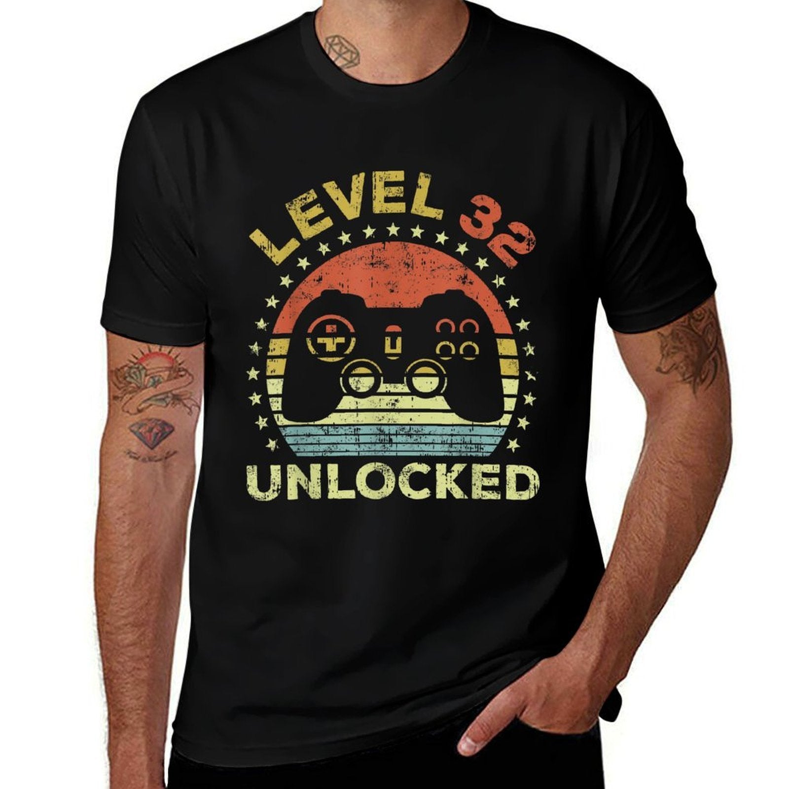 32nd Birthday Gaming Level 32 Unlocked  Cotton T-Shirt
