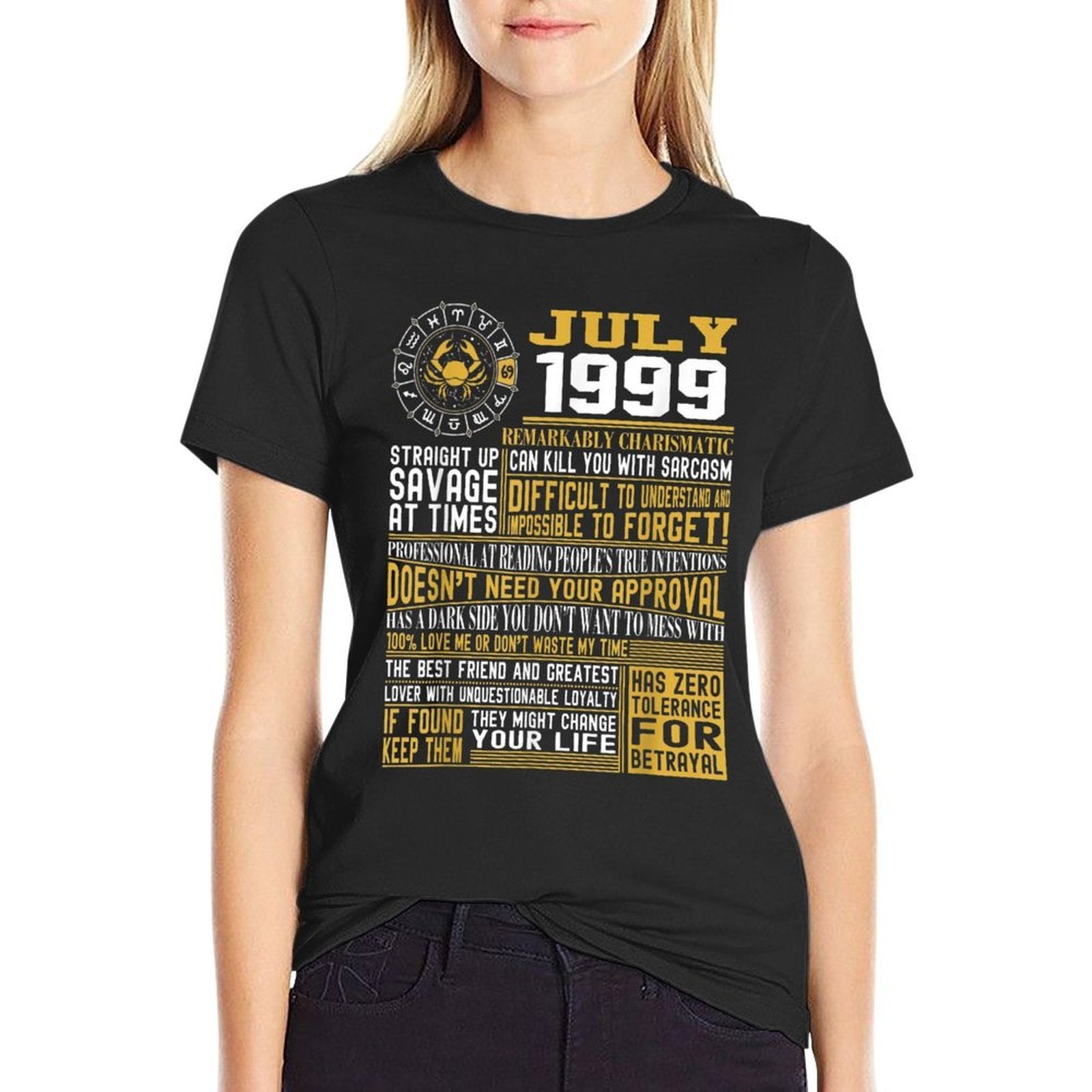 21st Birthday T-shirt, Born in July 1999 Facts  Ribbed Collar T-Shirt