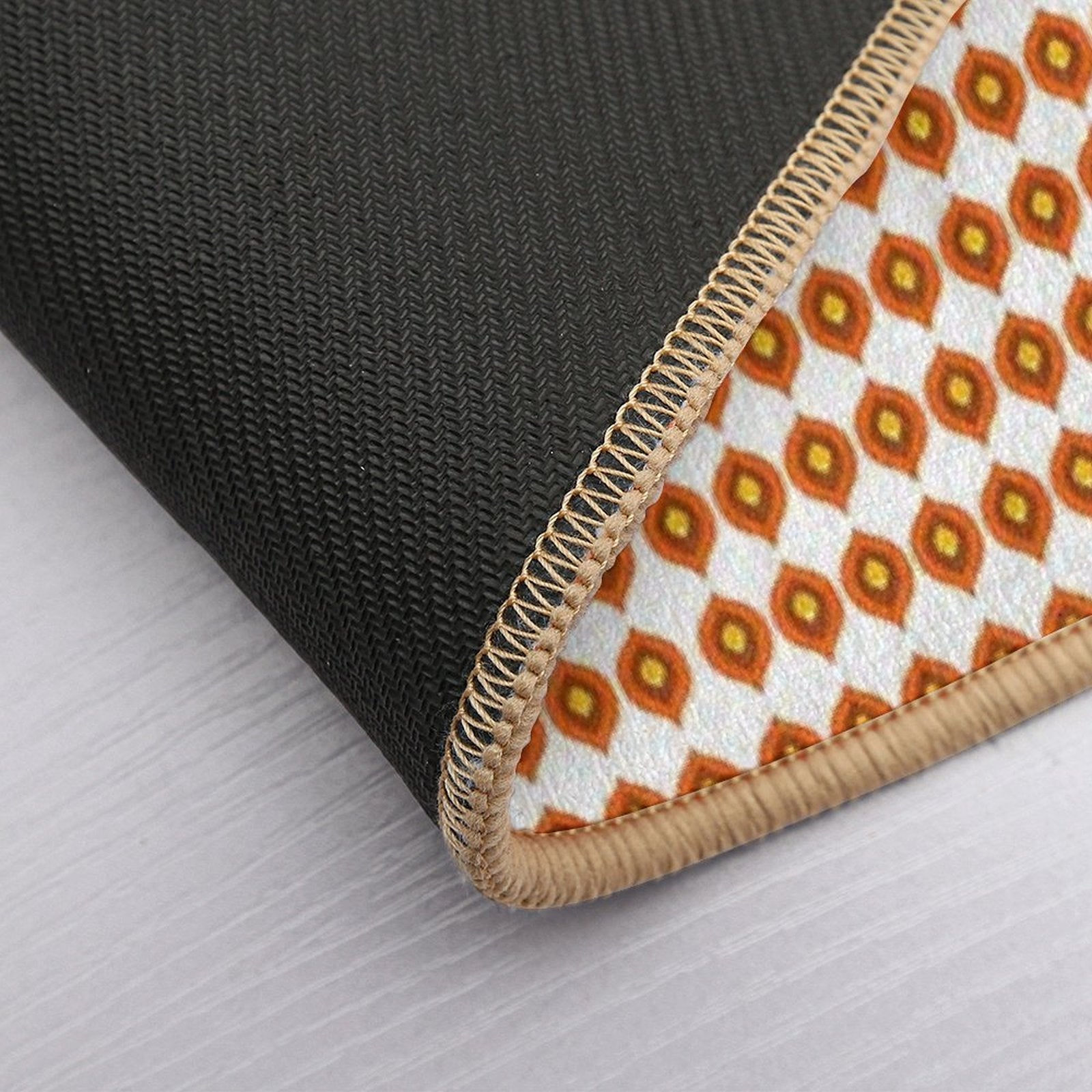 Retro 70s Mid-Century Mod Pattern – Burnt Orange Vibes  Repositionable Bath Mat