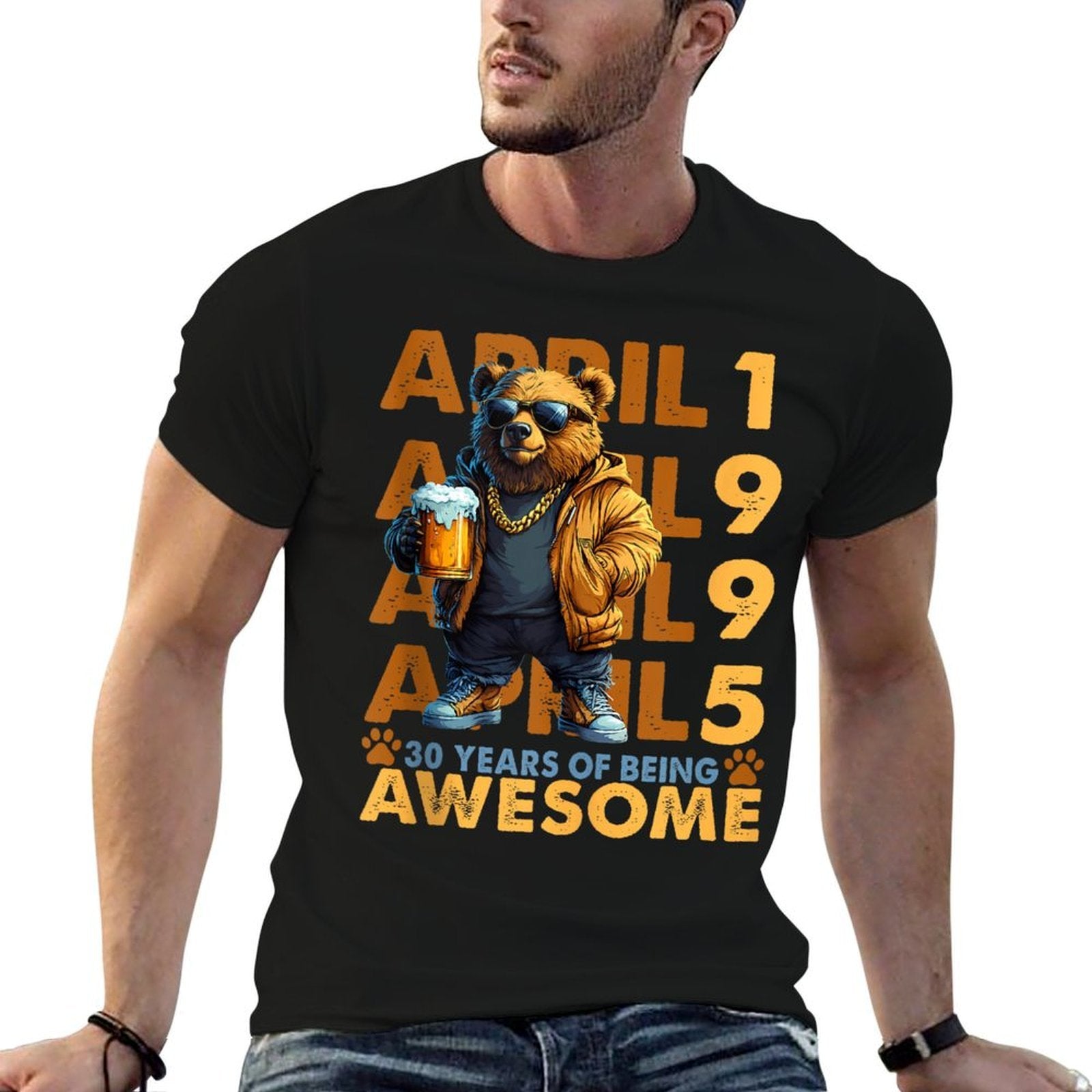 30th Birthday Bear Real Legends April 1995 30 Years Old Mens  Polyester Blend T-Shirt