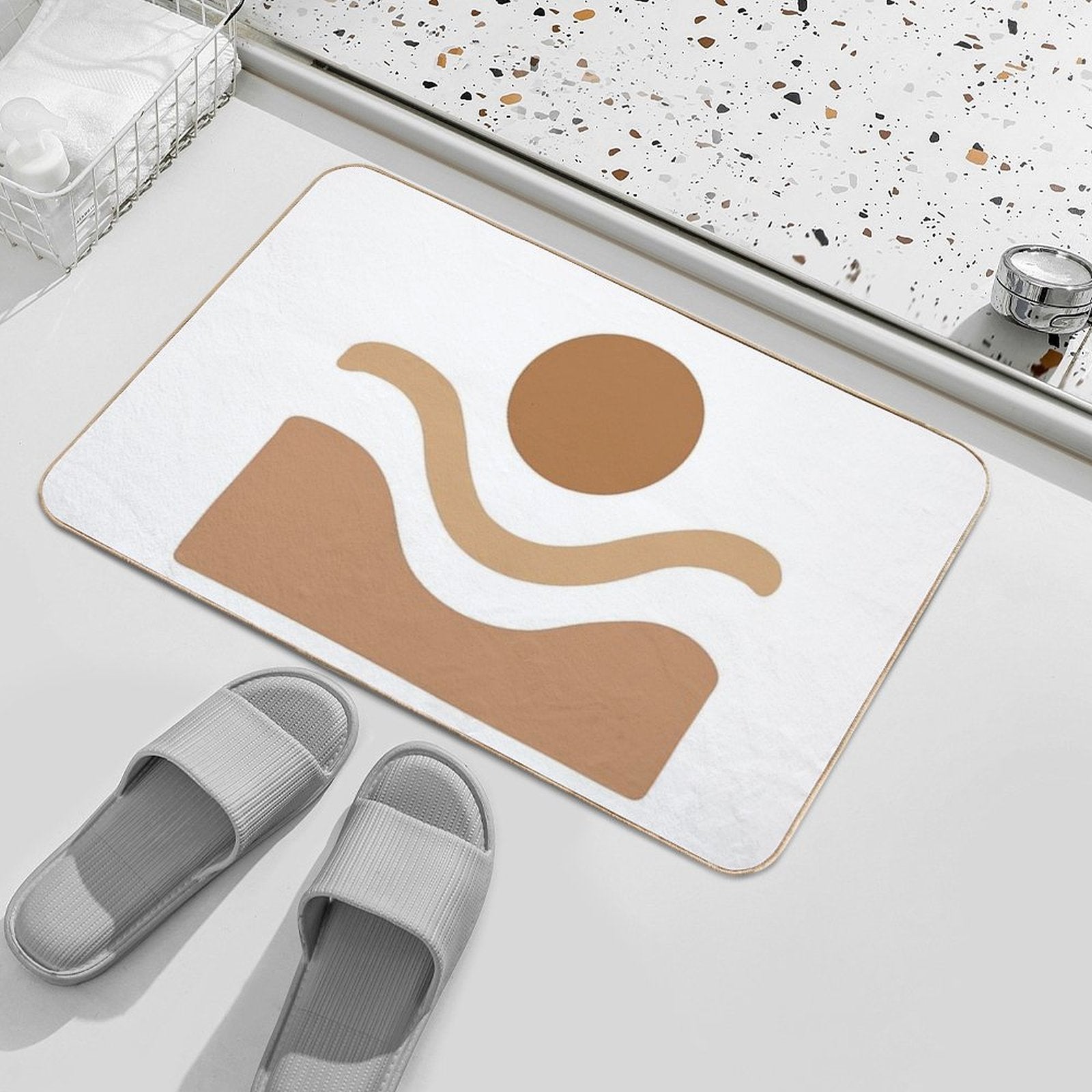 Boho Desert – Sandstorm & Sun in Earthy Tones  Fade-Resistant Bath Mat