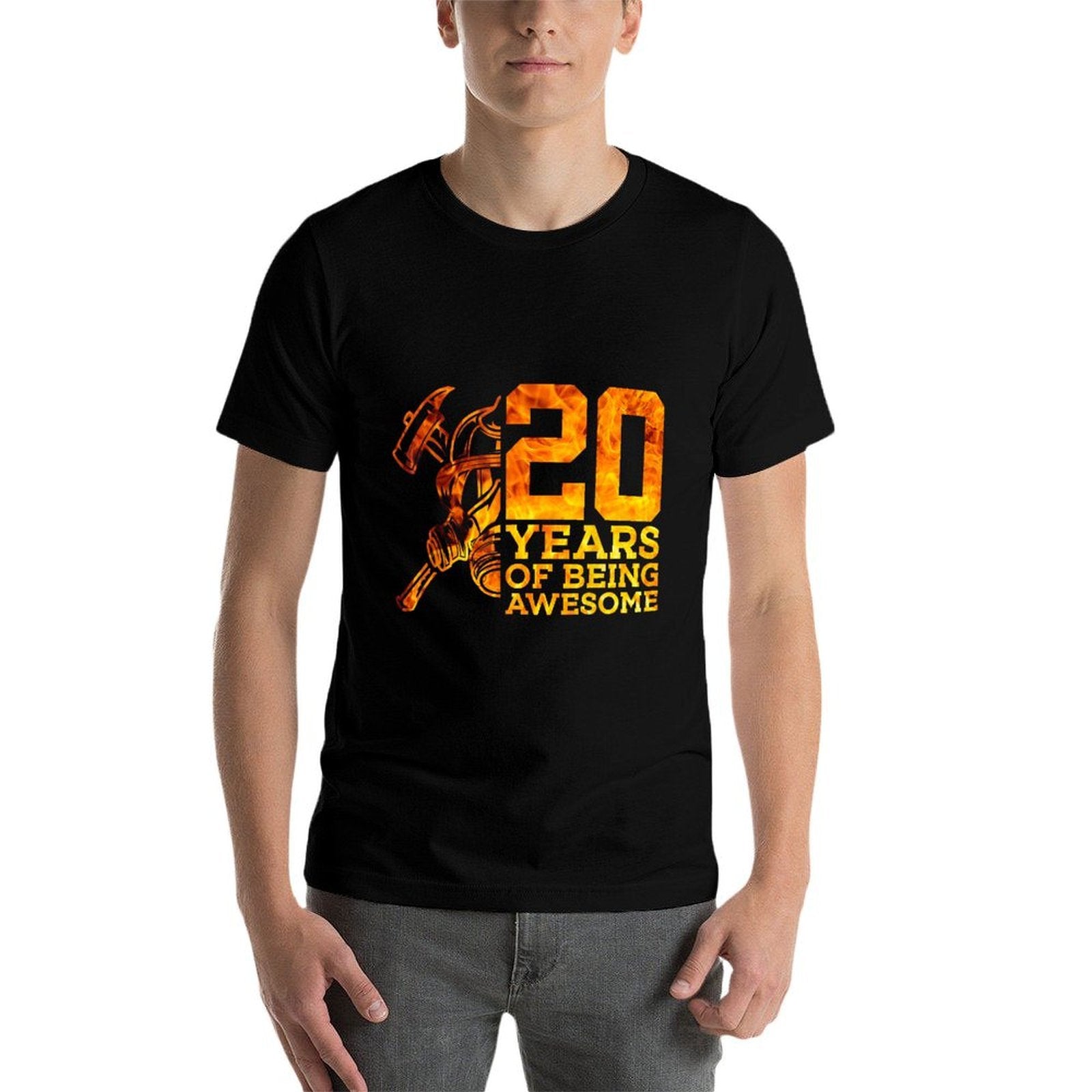 20 YEARS OF BEING AWESOME FIREFIGHTER 20TH BIRTHDAY  Soft T-Shirt