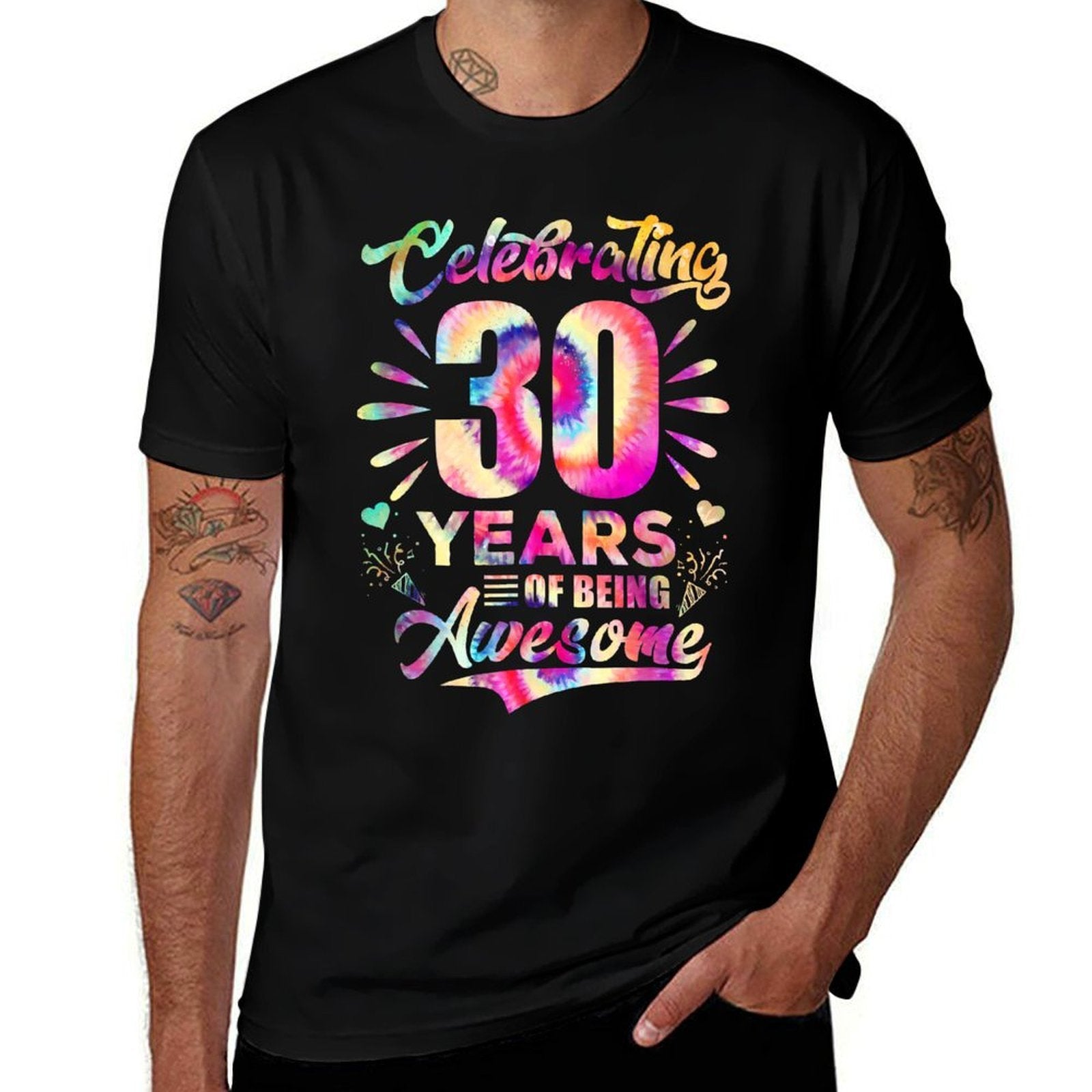 30 Years of Being Awesome 30 Years Old 30th Birthday Tie Dye  High-quality Stitching T-Shirt